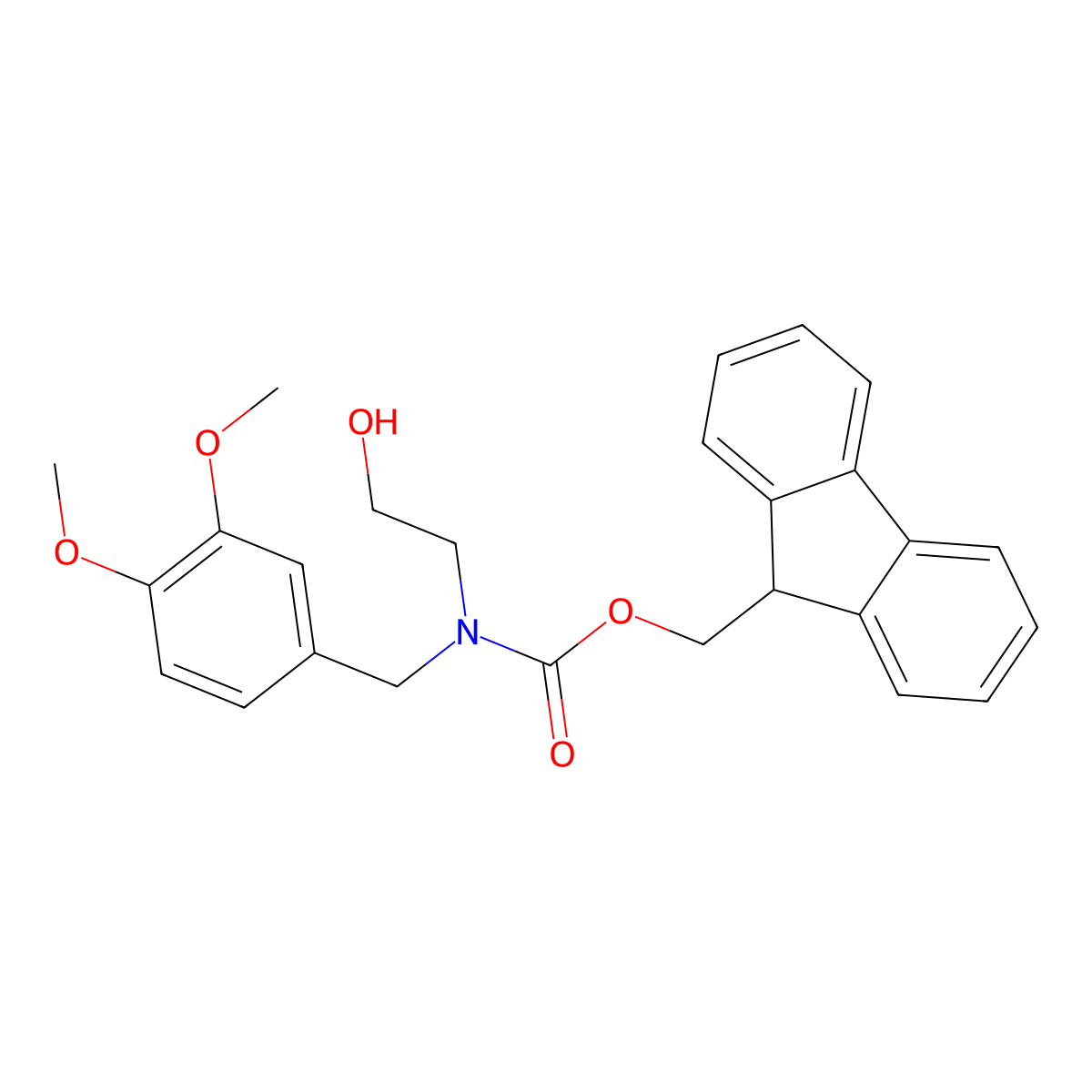 (9H-fluoren-9-yl)methyl N-[(3,4-dimethoxyphenyl)methyl]-N-(2-hydroxyethyl)carbamate molecular structure, CAS 2764019-99-8