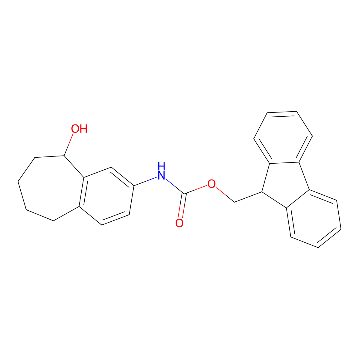 (9H-fluoren-9-yl)methyl N-{9-hydroxy-6,7,8,9-tetrahydro-5H-benzo[7]annulen-2-yl}carbamate molecular structure, CAS 2764020-01-9