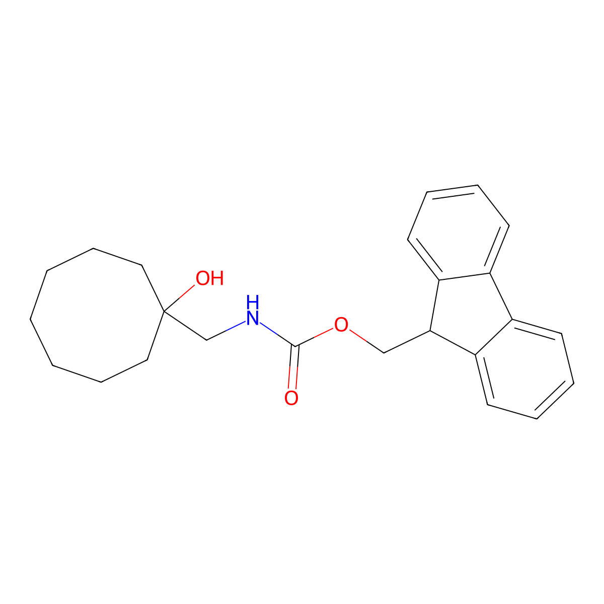 (9H-fluoren-9-yl)methyl N-[(1-hydroxycyclooctyl)methyl]carbamate molecular structure, CAS 2764020-06-4