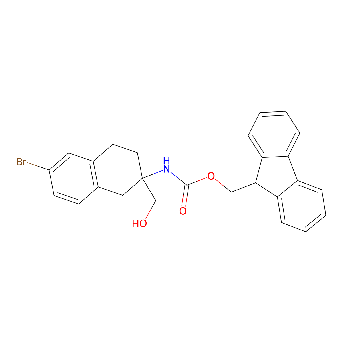 (9H-fluoren-9-yl)methyl N-[6-bromo-2-(hydroxymethyl)-1,2,3,4-tetrahydronaphthalen-2-yl]carbamate molecular structure, CAS 2764020-08-6