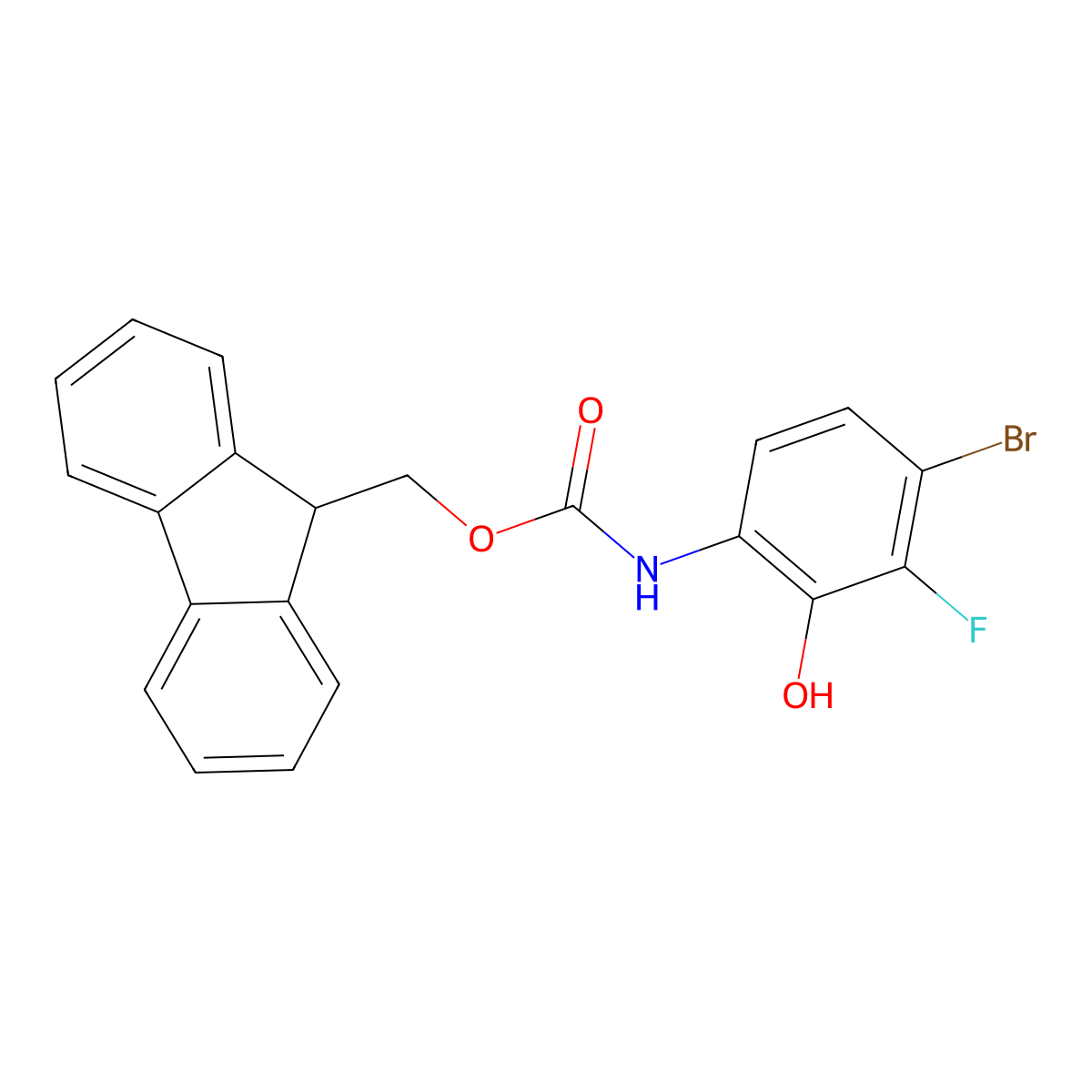 (9H-fluoren-9-yl)methyl N-(4-bromo-3-fluoro-2-hydroxyphenyl)carbamate molecular structure, CAS 2764020-09-7