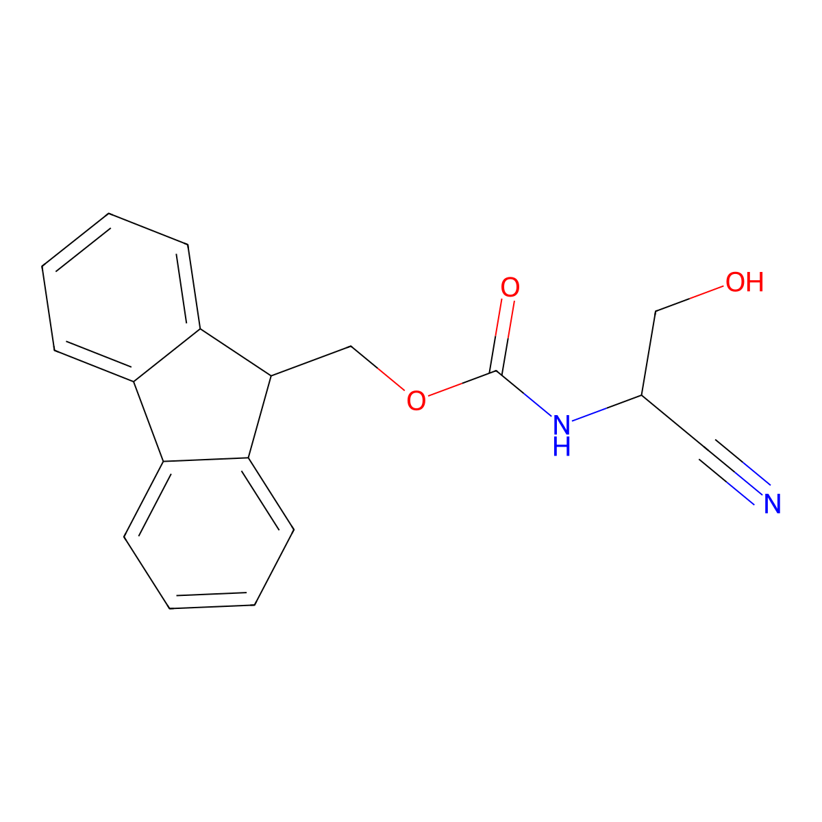 (9H-fluoren-9-yl)methyl N-(1-cyano-2-hydroxyethyl)carbamate molecular structure, CAS 2764020-12-2