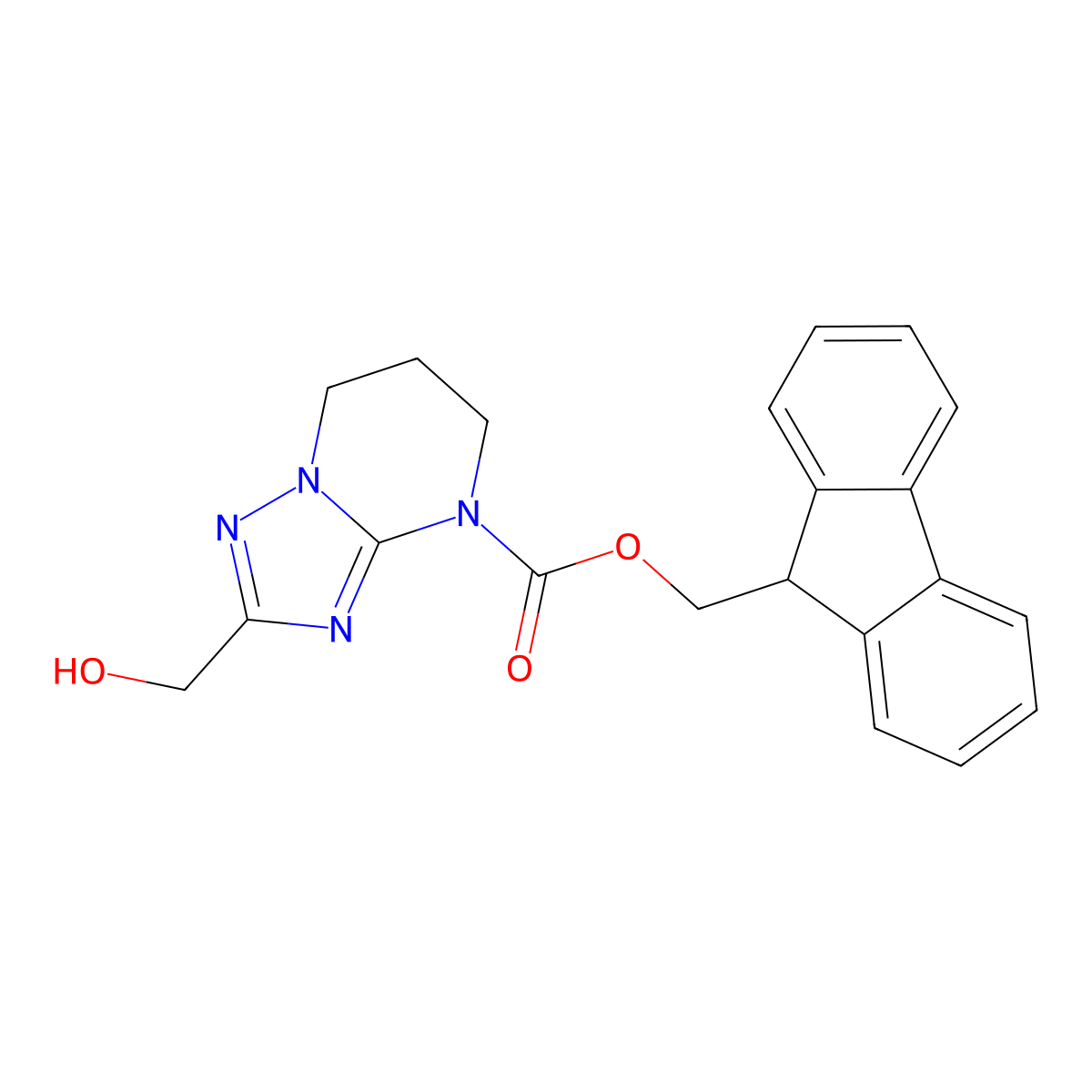 (9H-fluoren-9-yl)methyl 2-(hydroxymethyl)-4H,5H,6H,7H-[1,2,4]triazolo[1,5-a]pyrimidine-4-carboxylate molecular structure, CAS 2764020-16-6
