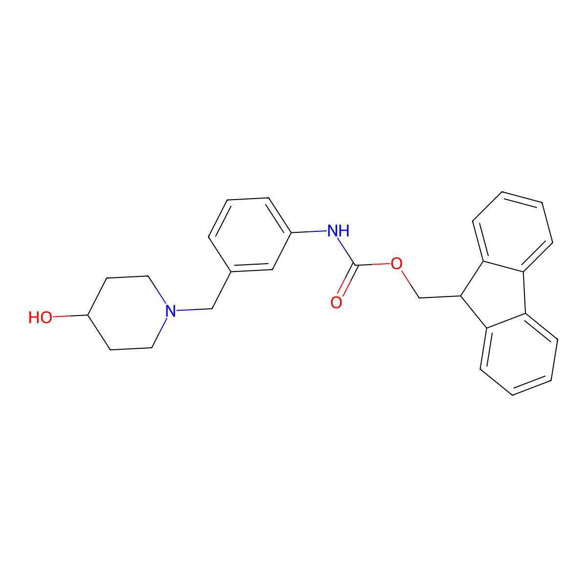 (9H-fluoren-9-yl)methyl N-{3-[(4-hydroxypiperidin-1-yl)methyl]phenyl}carbamate molecular structure, CAS 2764020-17-7