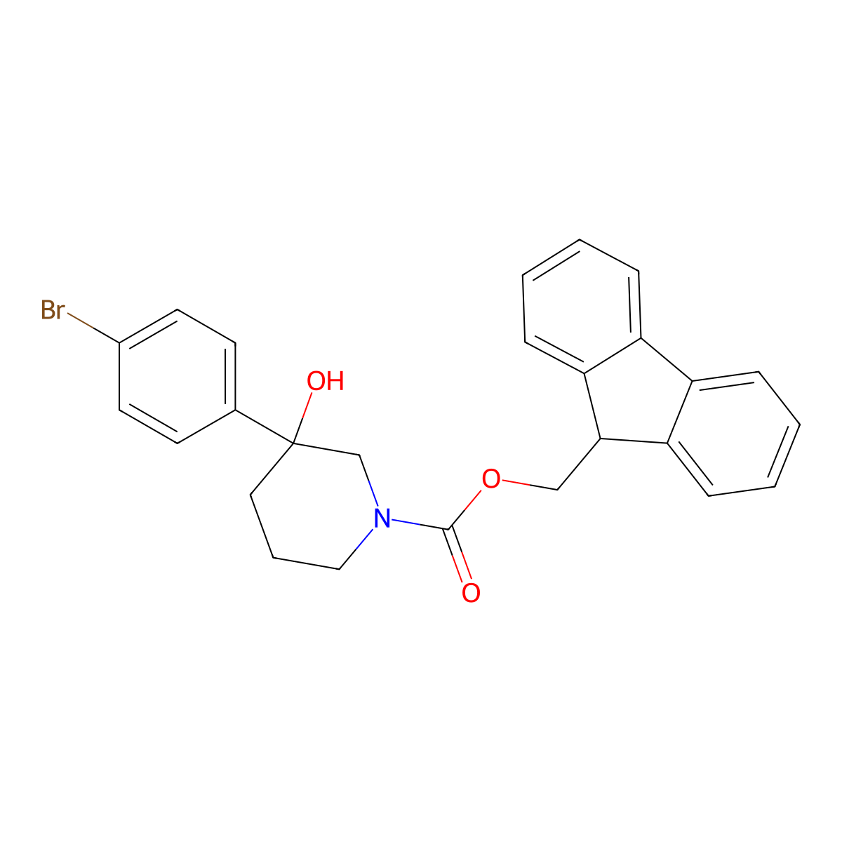 (9H-fluoren-9-yl)methyl 3-(4-bromophenyl)-3-hydroxypiperidine-1-carboxylate molecular structure, CAS 2764020-19-9