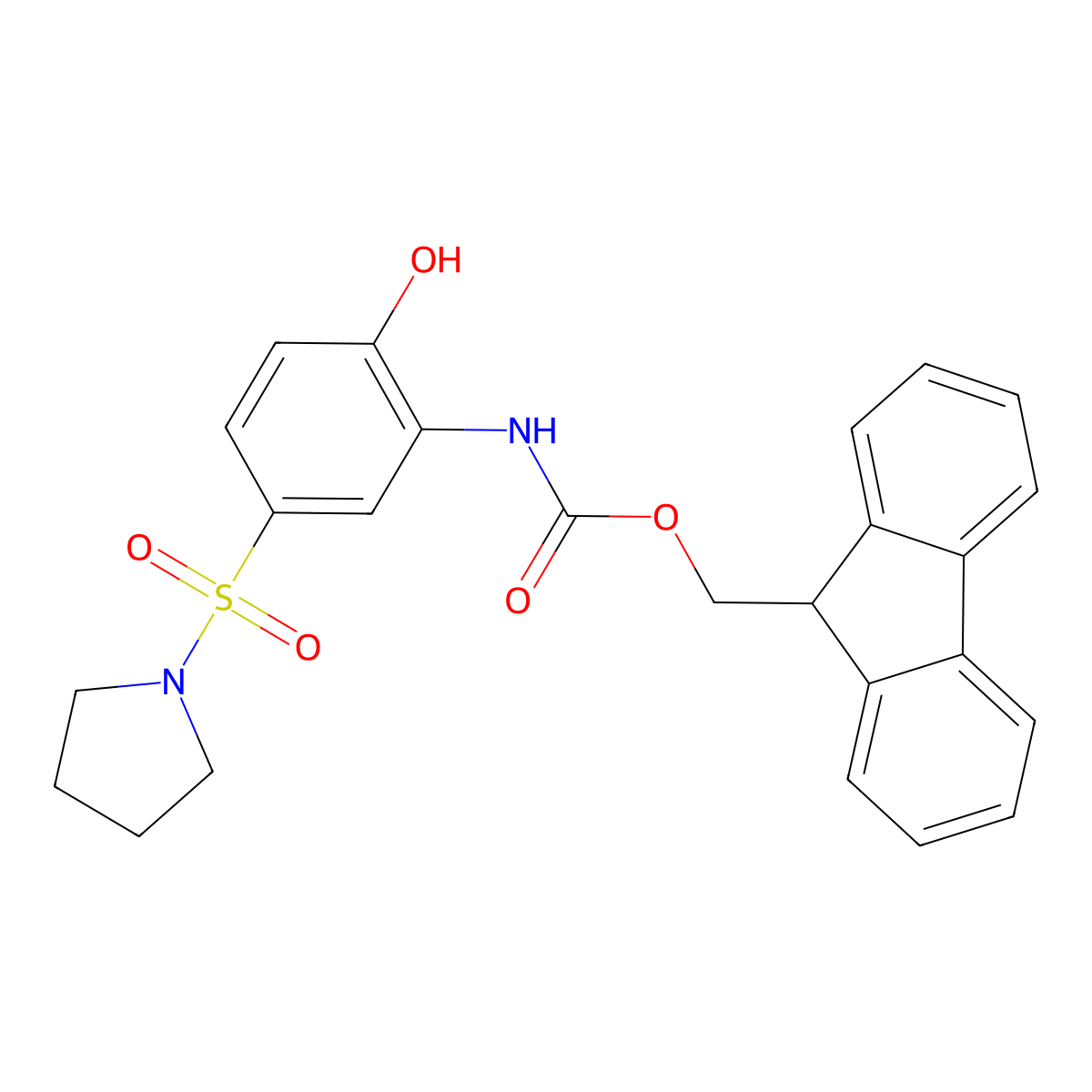 (9H-fluoren-9-yl)methyl N-[2-hydroxy-5-(pyrrolidine-1-sulfonyl)phenyl]carbamate molecular structure, CAS 2764020-22-4