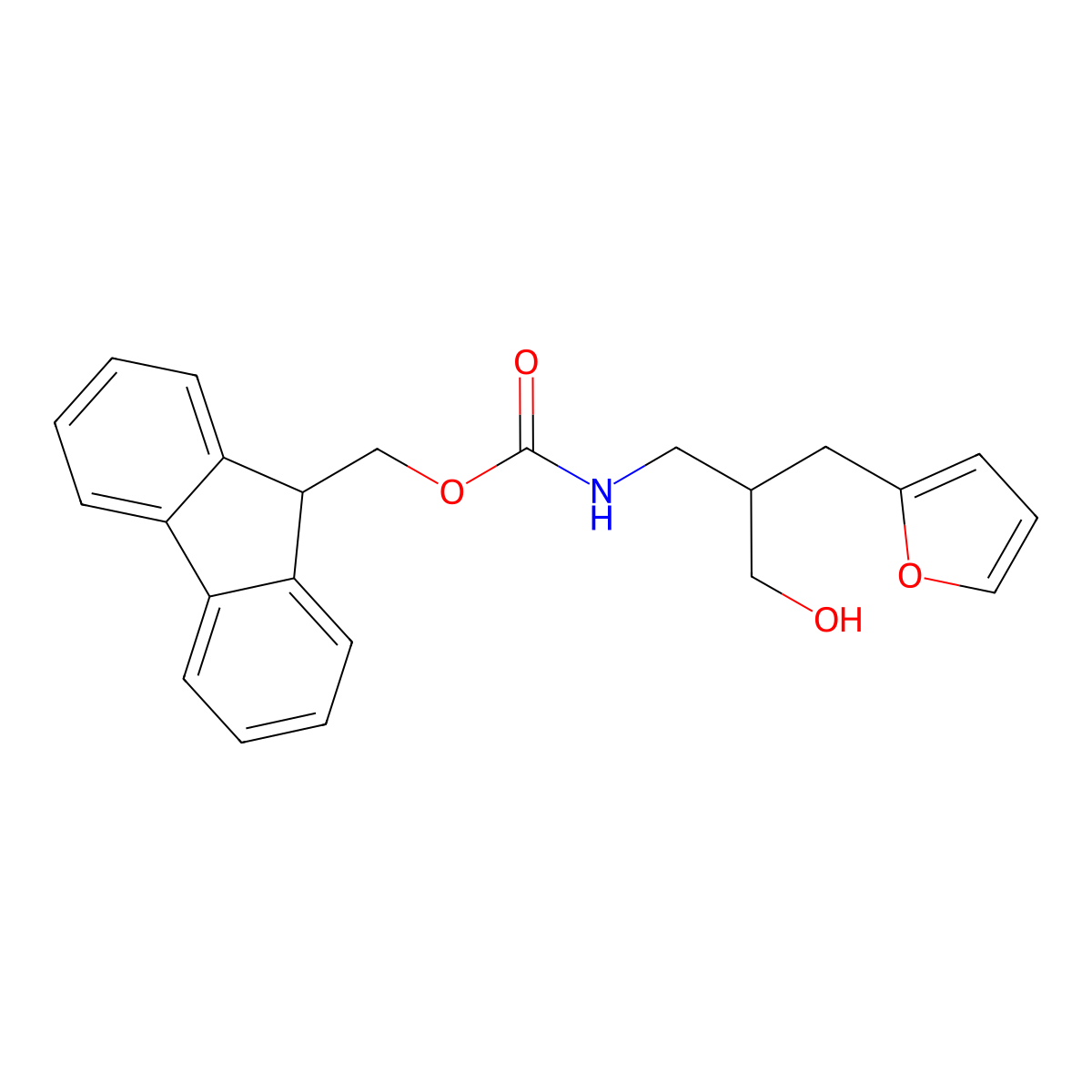(9H-fluoren-9-yl)methyl N-{2-[(furan-2-yl)methyl]-3-hydroxypropyl}carbamate molecular structure, CAS 2764020-31-5