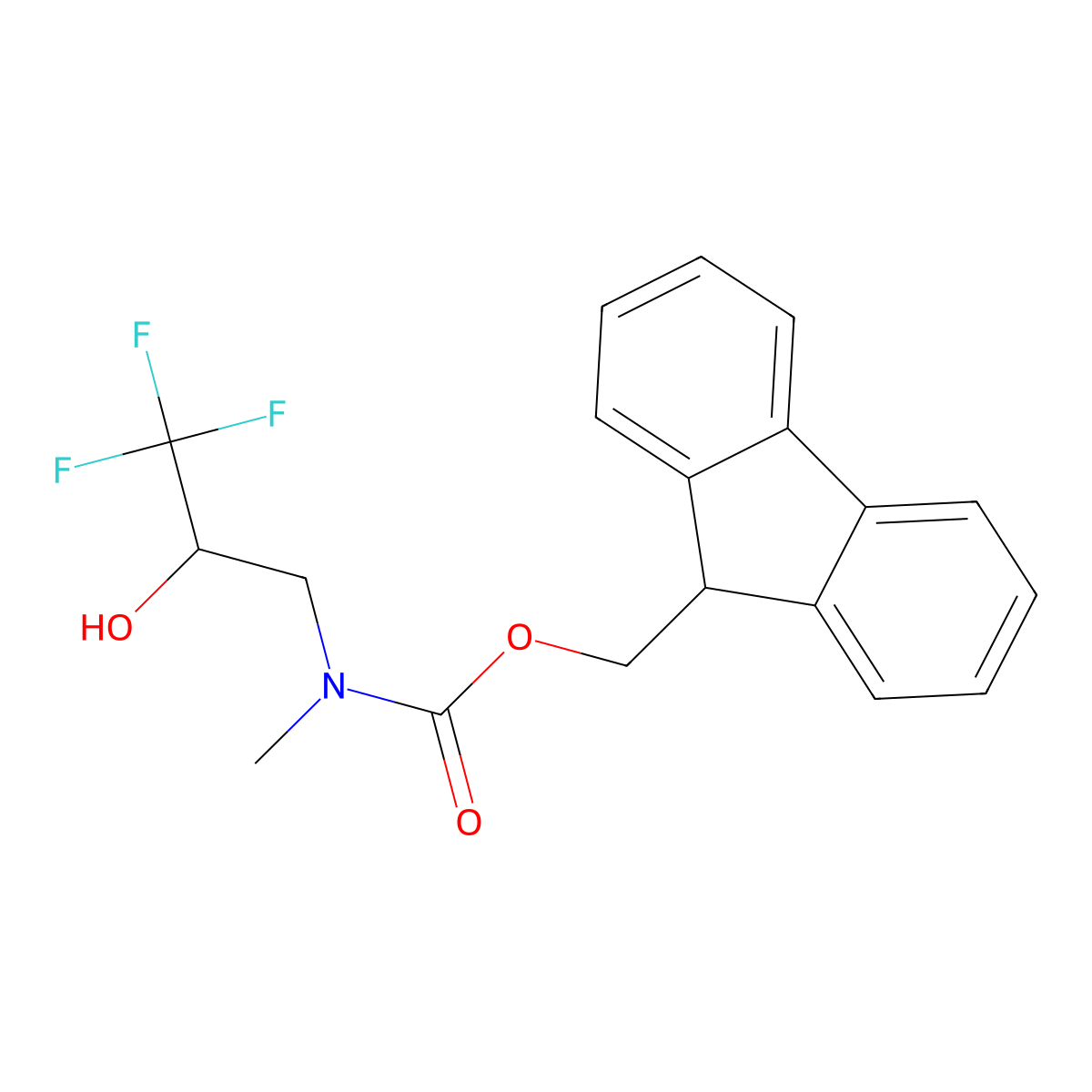 (9H-fluoren-9-yl)methyl N-methyl-N-(3,3,3-trifluoro-2-hydroxypropyl)carbamate molecular structure, CAS 2764020-35-9