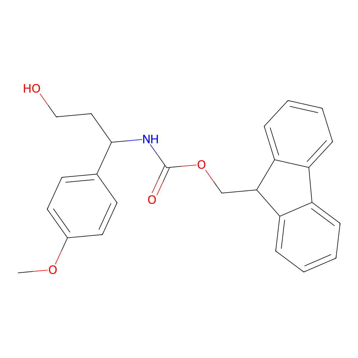 (9H-fluoren-9-yl)methyl N-[3-hydroxy-1-(4-methoxyphenyl)propyl]carbamate molecular structure, CAS 2764020-36-0