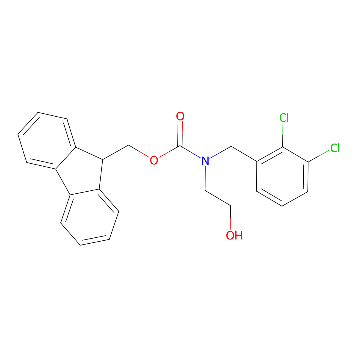 (9H-fluoren-9-yl)methyl N-[(2,3-dichlorophenyl)methyl]-N-(2-hydroxyethyl)carbamate molecular structure, CAS 2764020-37-1