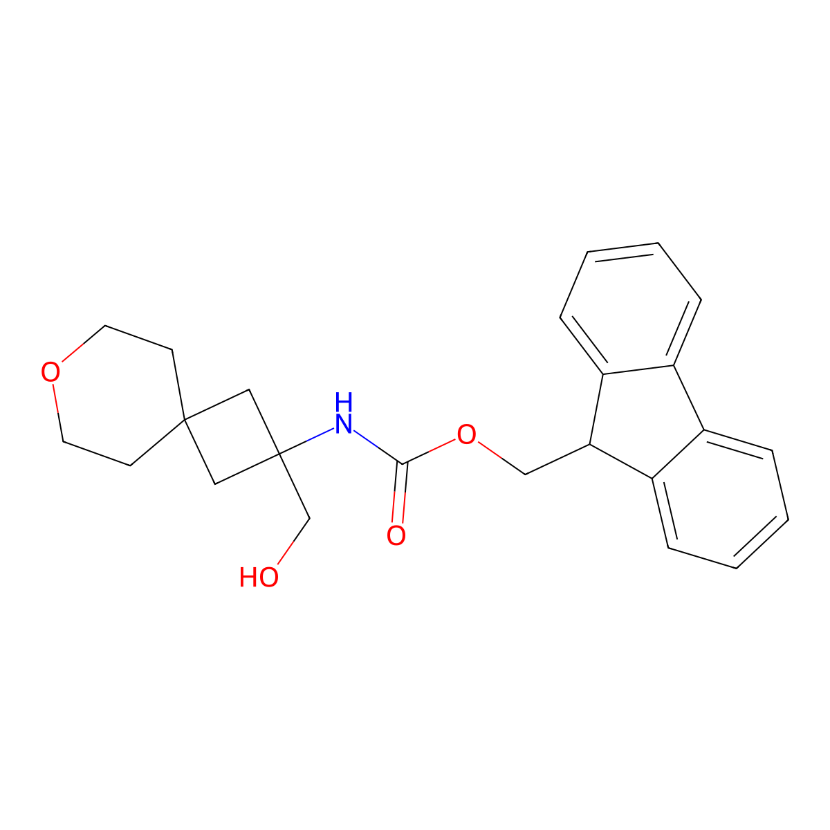 (9H-fluoren-9-yl)methyl N-[2-(hydroxymethyl)-7-oxaspiro[3.5]nonan-2-yl]carbamate molecular structure, CAS 2764020-41-7