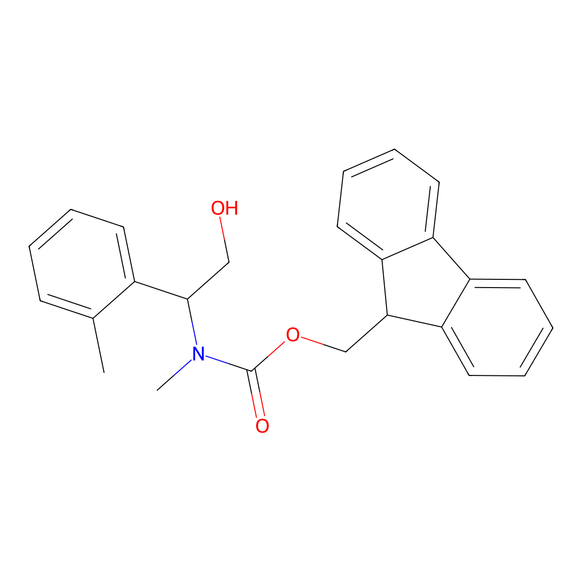 (9H-fluoren-9-yl)methyl N-[2-hydroxy-1-(2-methylphenyl)ethyl]-N-methylcarbamate molecular structure, CAS 2764020-43-9