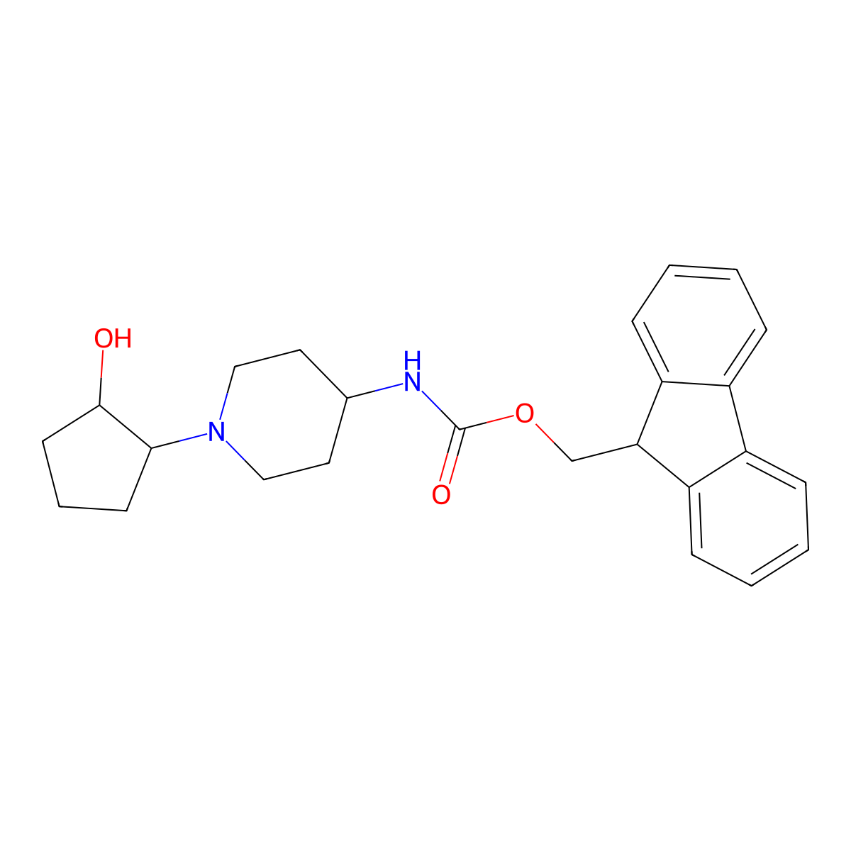 (9H-fluoren-9-yl)methyl N-[1-(2-hydroxycyclopentyl)piperidin-4-yl]carbamate molecular structure, CAS 2764020-46-2