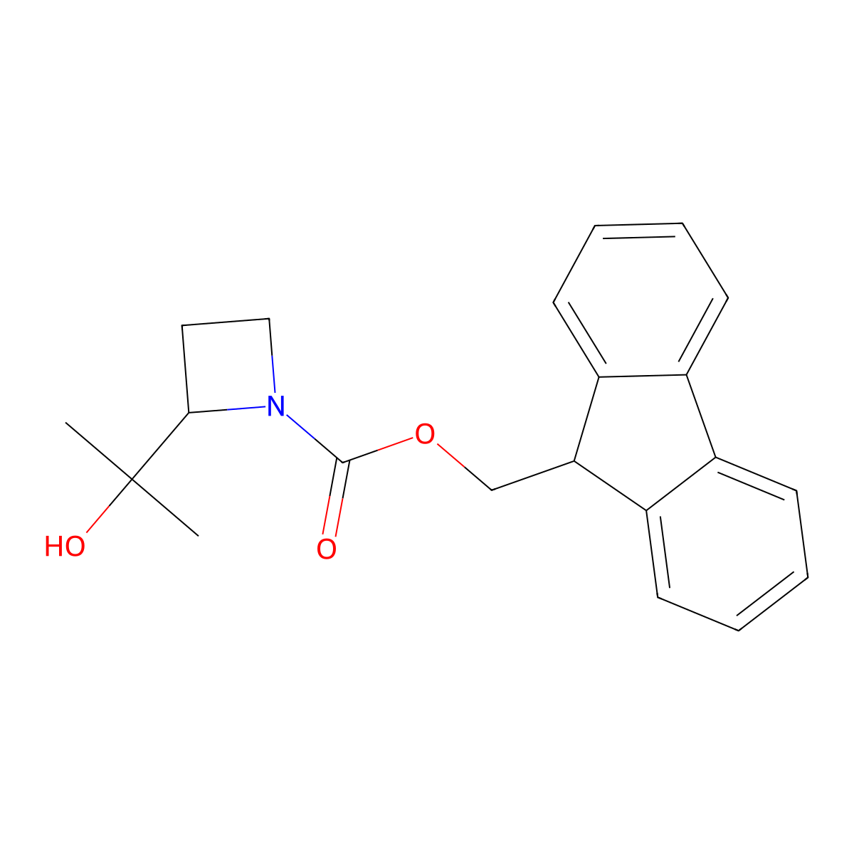 (9H-fluoren-9-yl)methyl 2-(2-hydroxypropan-2-yl)azetidine-1-carboxylate molecular structure, CAS 2764020-49-5
