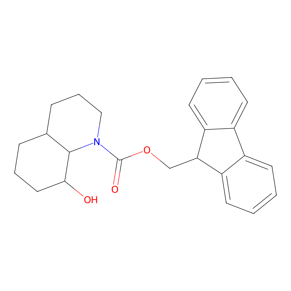 (9H-fluoren-9-yl)methyl 8-hydroxy-decahydroquinoline-1-carboxylate molecular structure, CAS 2764020-53-1