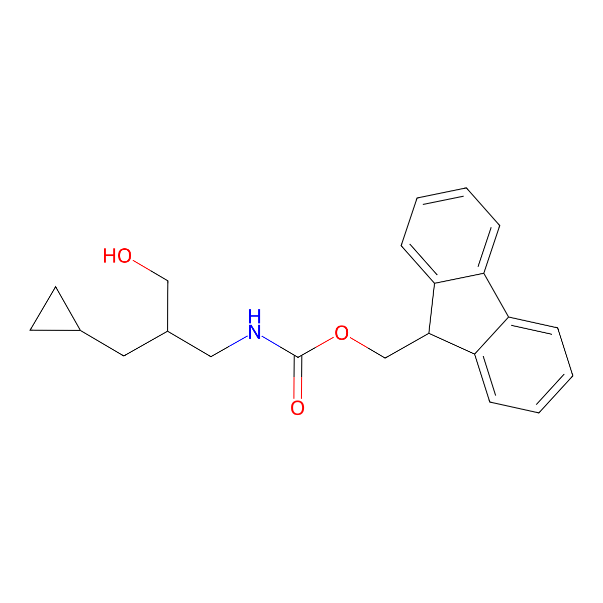 (9H-fluoren-9-yl)methyl N-[2-(cyclopropylmethyl)-3-hydroxypropyl]carbamate molecular structure, CAS 2764020-58-6