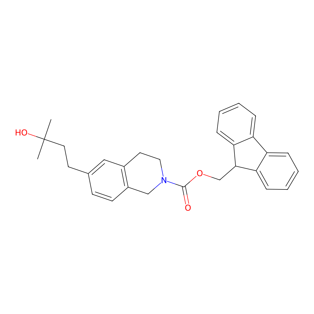 (9H-fluoren-9-yl)methyl 6-(3-hydroxy-3-methylbutyl)-1,2,3,4-tetrahydroisoquinoline-2-carboxylate molecular structure, CAS 2764020-68-8