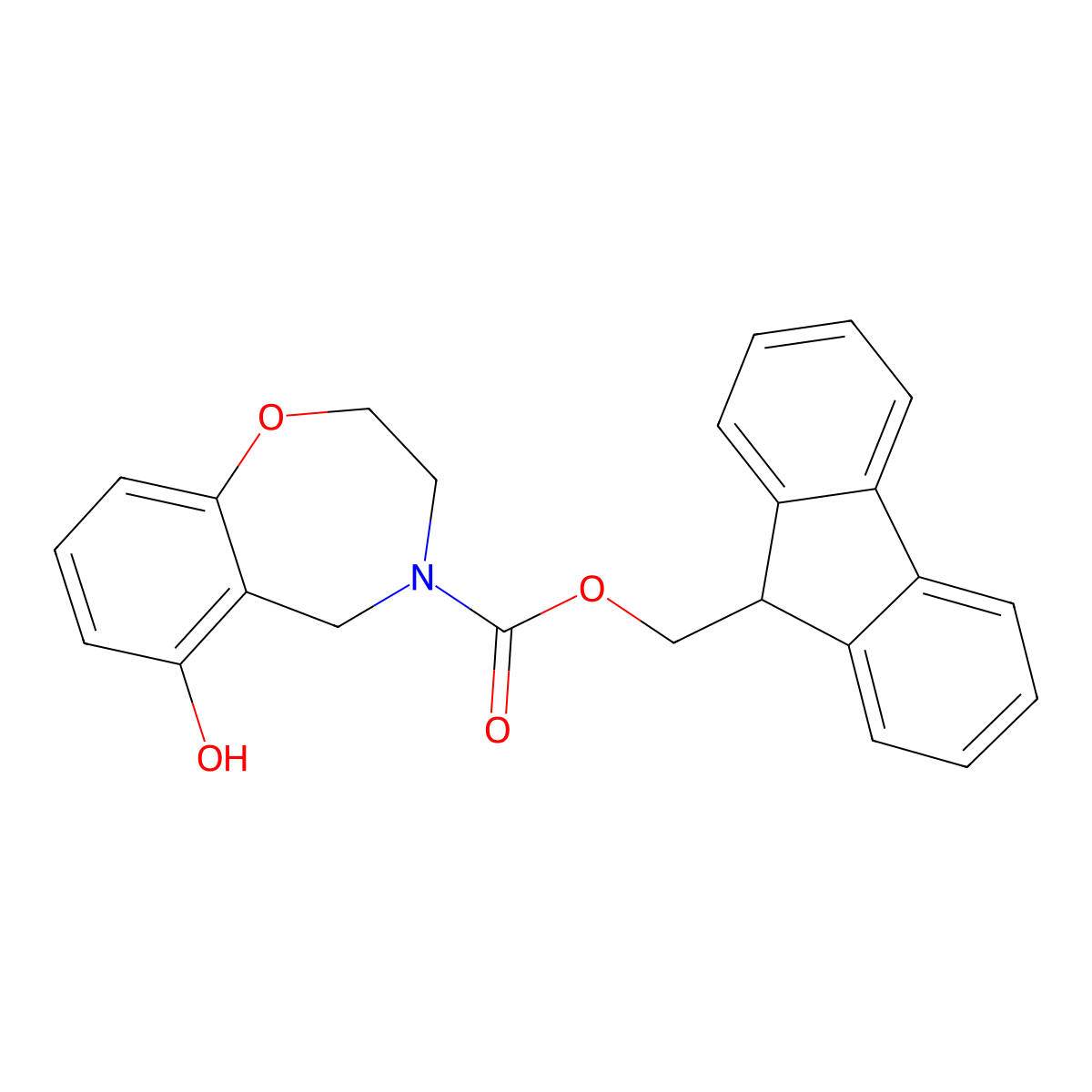 (9H-fluoren-9-yl)methyl 6-hydroxy-2,3,4,5-tetrahydro-1,4-benzoxazepine-4-carboxylate molecular structure, CAS 2764020-70-2