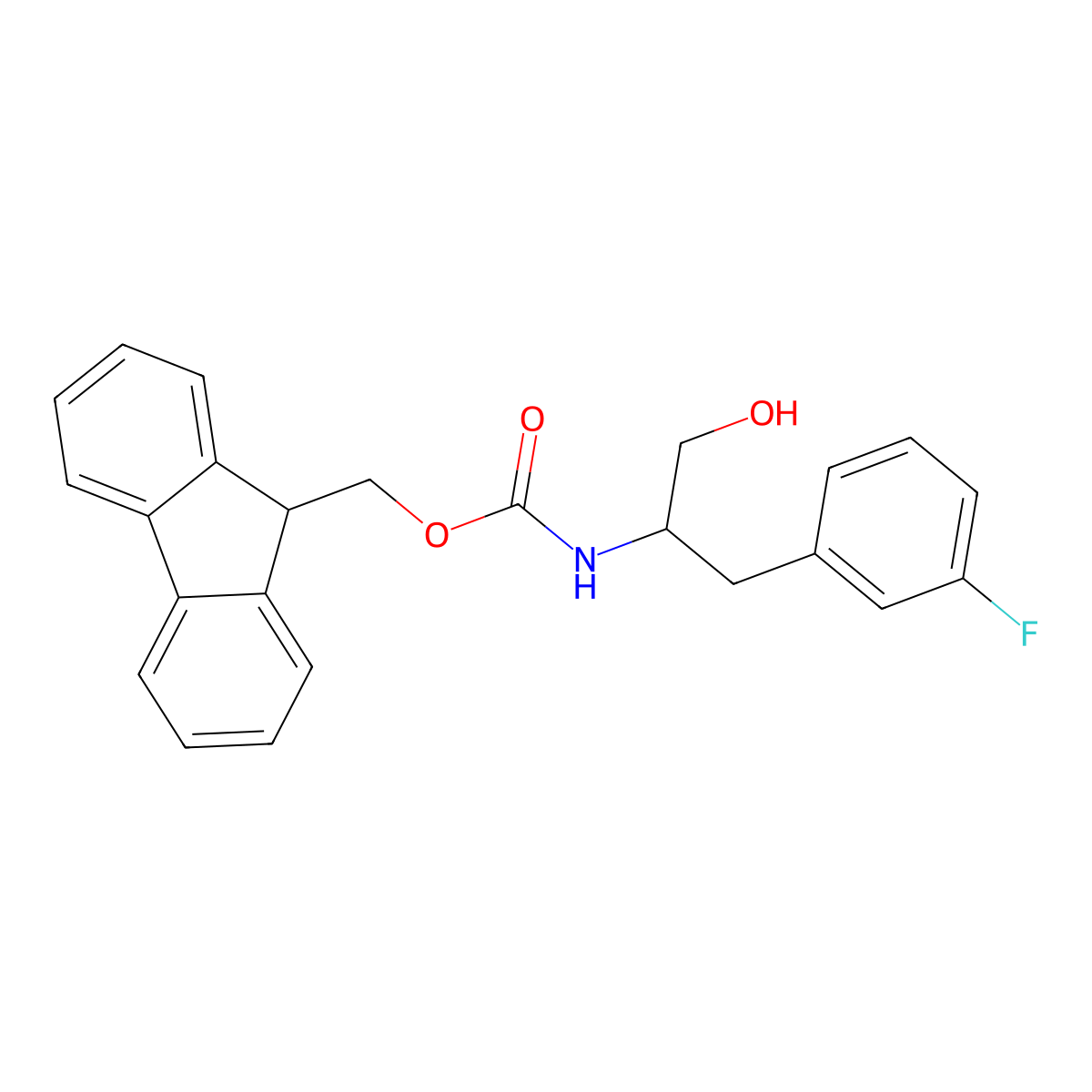 (9H-fluoren-9-yl)methyl N-[1-(3-fluorophenyl)-3-hydroxypropan-2-yl]carbamate molecular structure, CAS 2764020-72-4