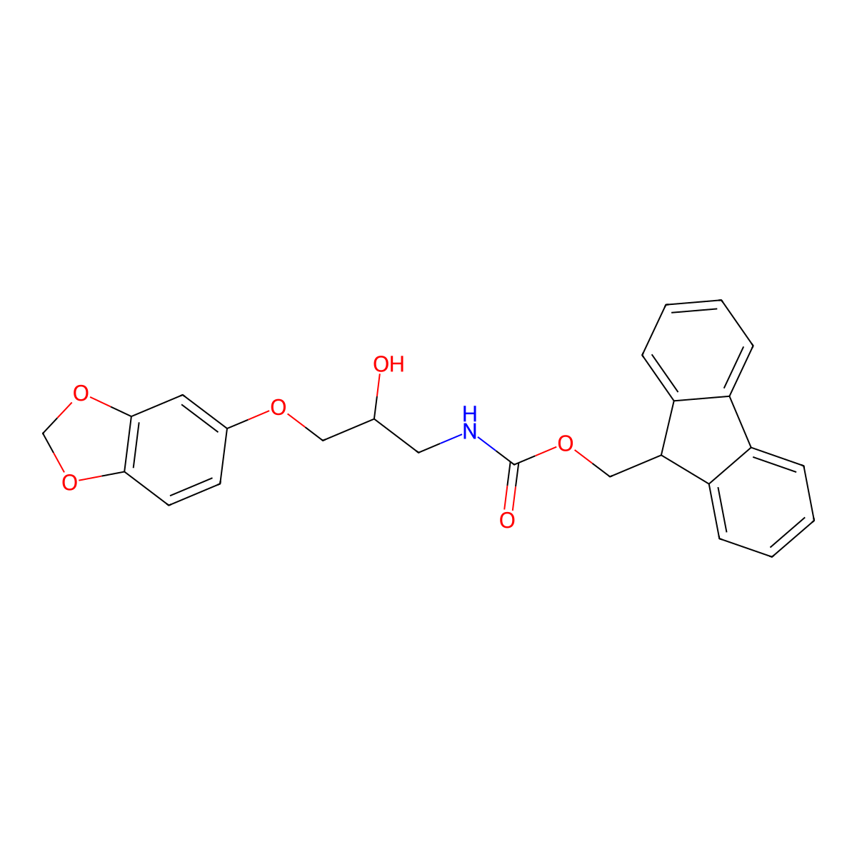 (9H-fluoren-9-yl)methyl N-[3-(1,3-dioxaindan-5-yloxy)-2-hydroxypropyl]carbamate molecular structure, CAS 2764020-75-7
