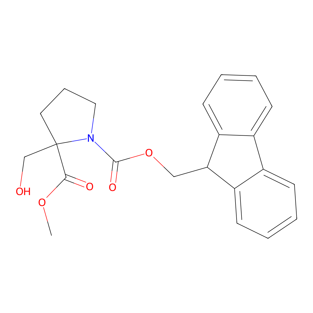 1-(9H-fluoren-9-yl)methyl 2-methyl 2-(hydroxymethyl)pyrrolidine-1,2-dicarboxylate molecular structure, CAS 2764020-80-4
