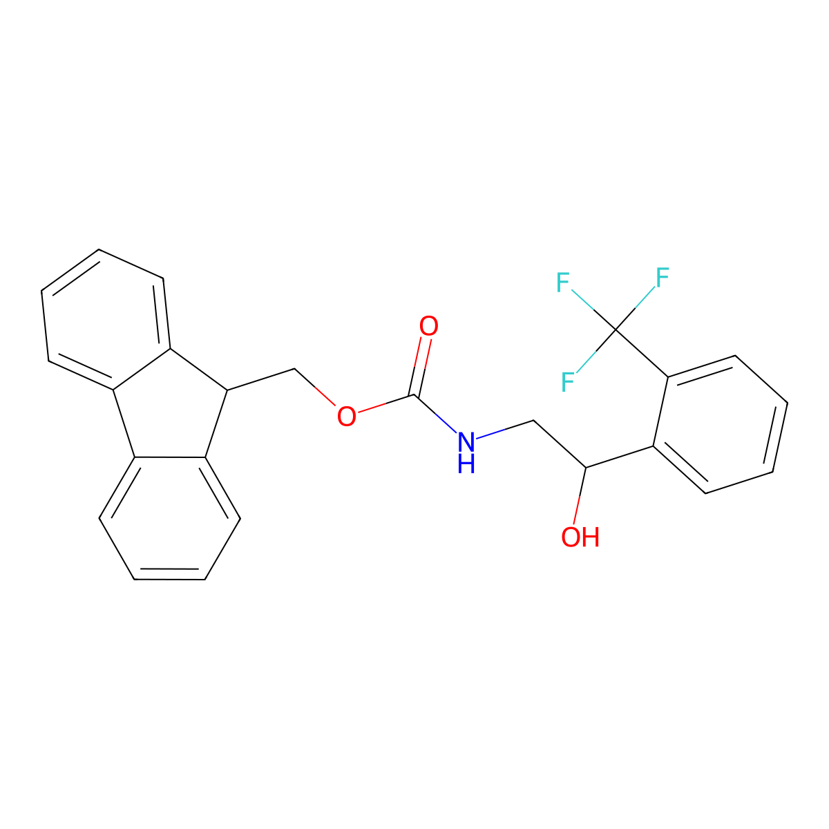(9H-fluoren-9-yl)methyl N-{2-hydroxy-2-[2-(trifluoromethyl)phenyl]ethyl}carbamate molecular structure, CAS 2764020-81-5