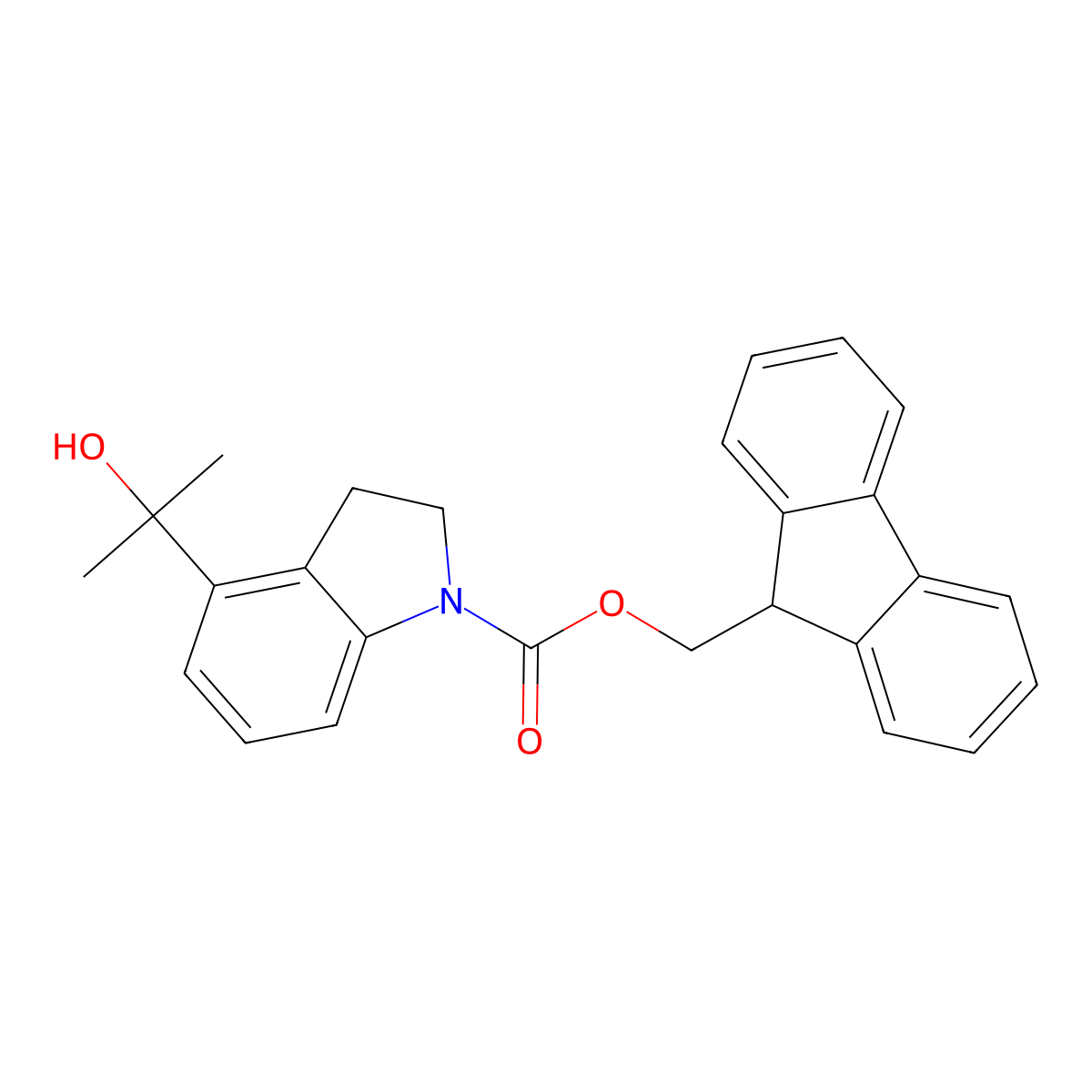 (9H-fluoren-9-yl)methyl 4-(2-hydroxypropan-2-yl)-2,3-dihydro-1H-indole-1-carboxylate molecular structure, CAS 2764020-92-8