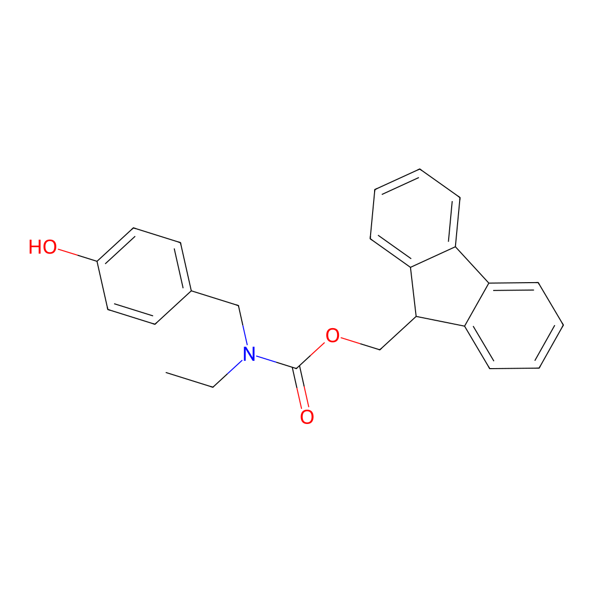 (9H-fluoren-9-yl)methyl N-ethyl-N-[(4-hydroxyphenyl)methyl]carbamate molecular structure, CAS 2764020-93-9