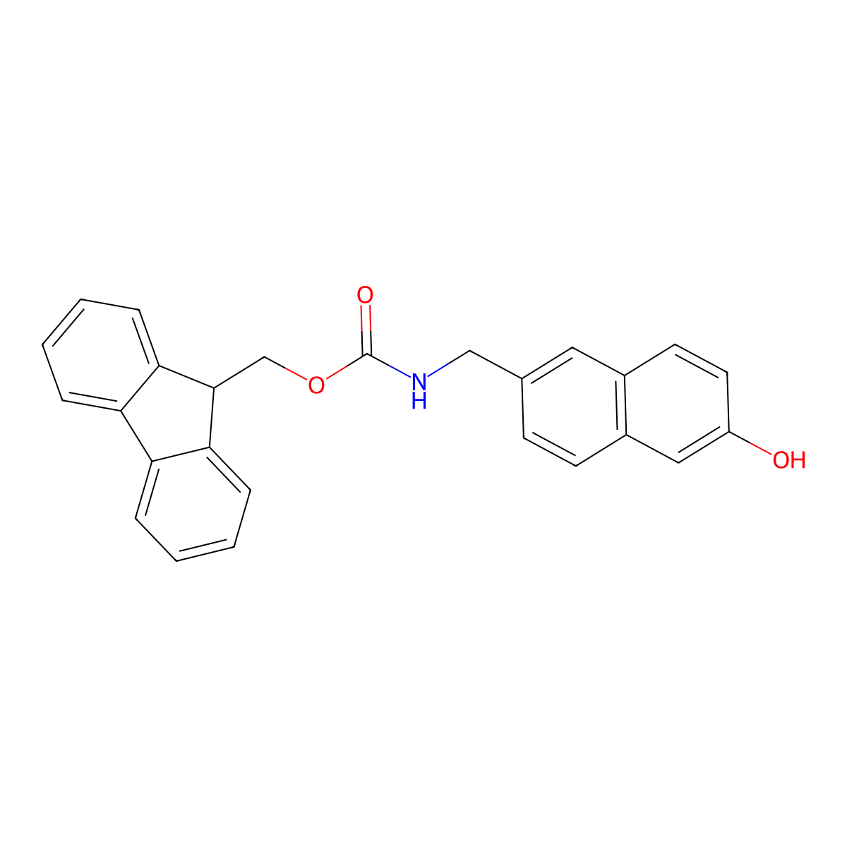 (9H-fluoren-9-yl)methyl N-[(6-hydroxynaphthalen-2-yl)methyl]carbamate molecular structure, CAS 2764020-94-0