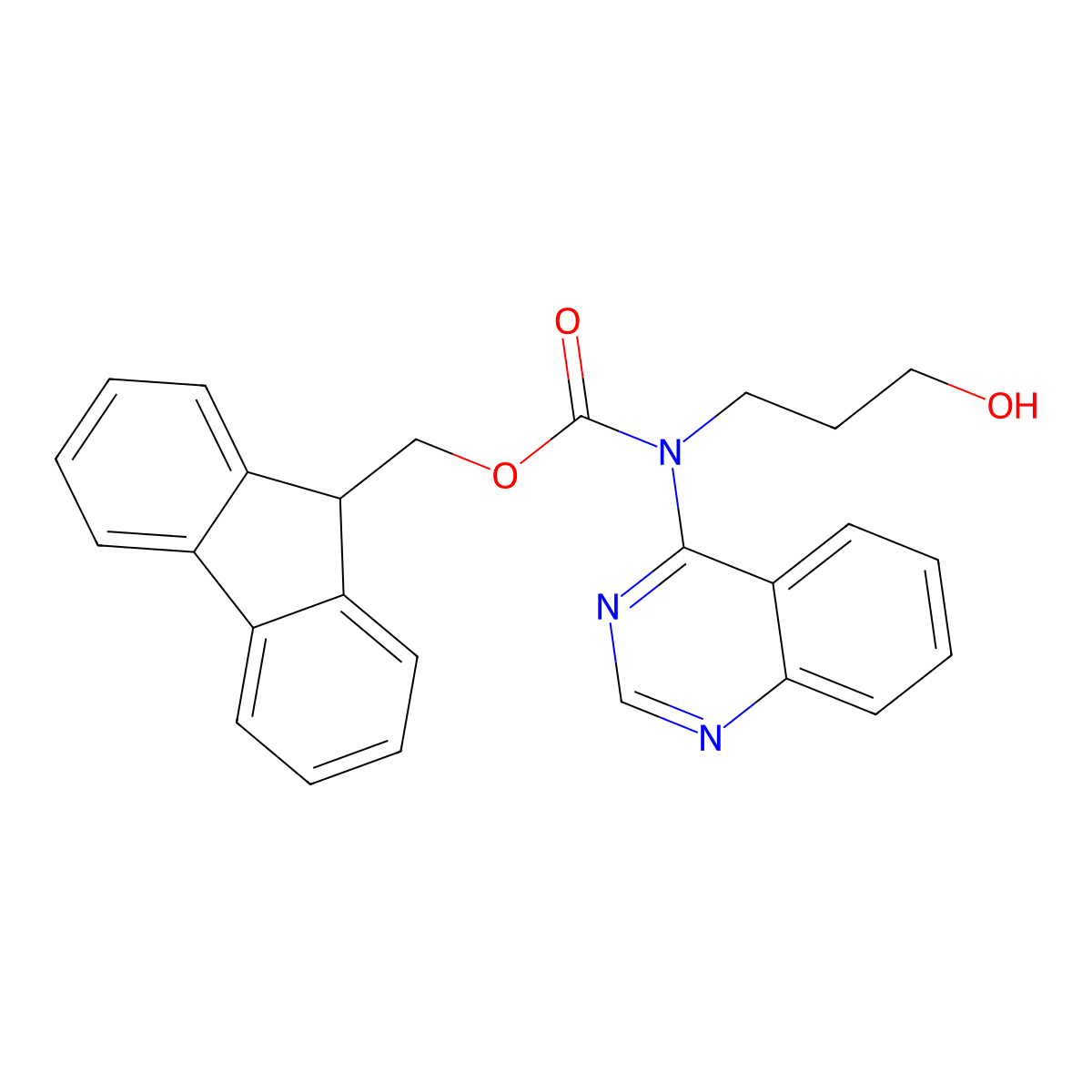 (9H-fluoren-9-yl)methyl N-(3-hydroxypropyl)-N-(quinazolin-4-yl)carbamate molecular structure, CAS 2764020-96-2