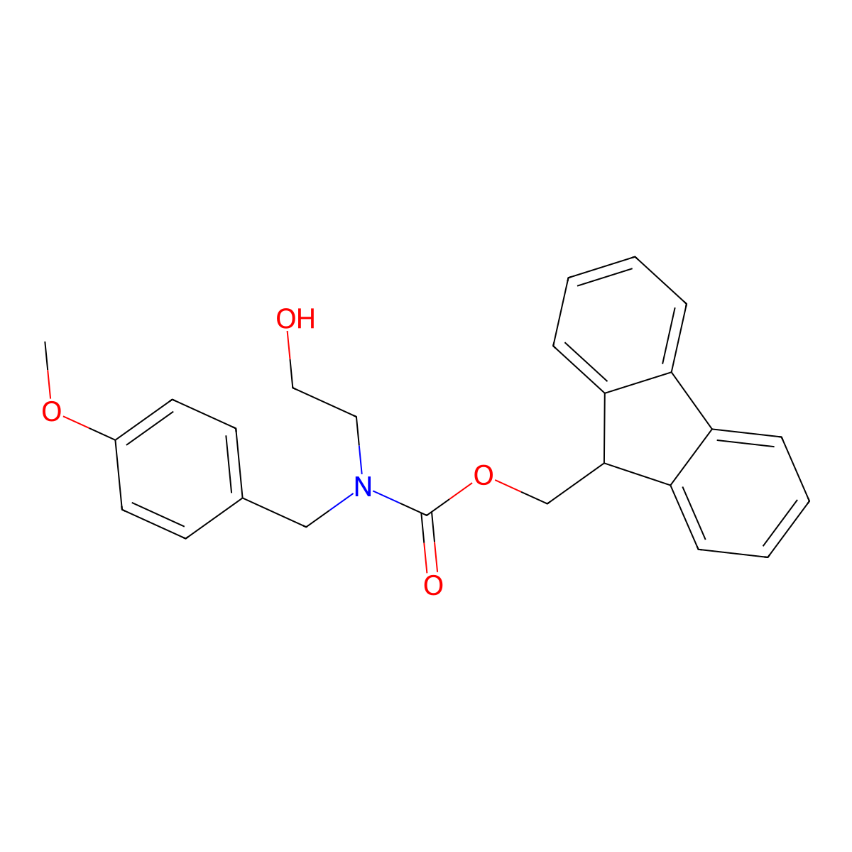 (9H-fluoren-9-yl)methyl N-(2-hydroxyethyl)-N-[(4-methoxyphenyl)methyl]carbamate molecular structure, CAS 2764021-00-1