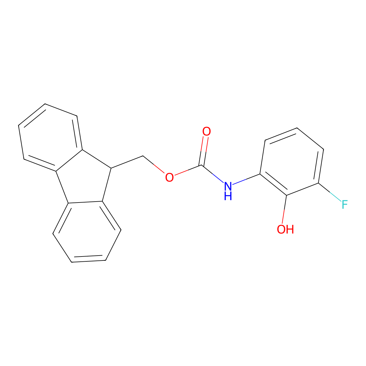 (9H-fluoren-9-yl)methyl N-(3-fluoro-2-hydroxyphenyl)carbamate molecular structure, CAS 2764021-02-3
