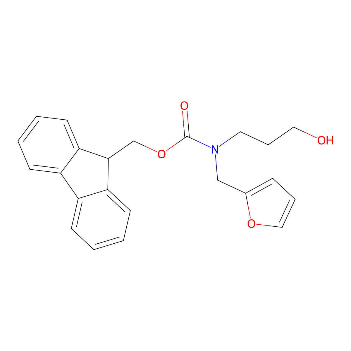 (9H-fluoren-9-yl)methyl N-[(furan-2-yl)methyl]-N-(3-hydroxypropyl)carbamate molecular structure, CAS 2764021-09-0