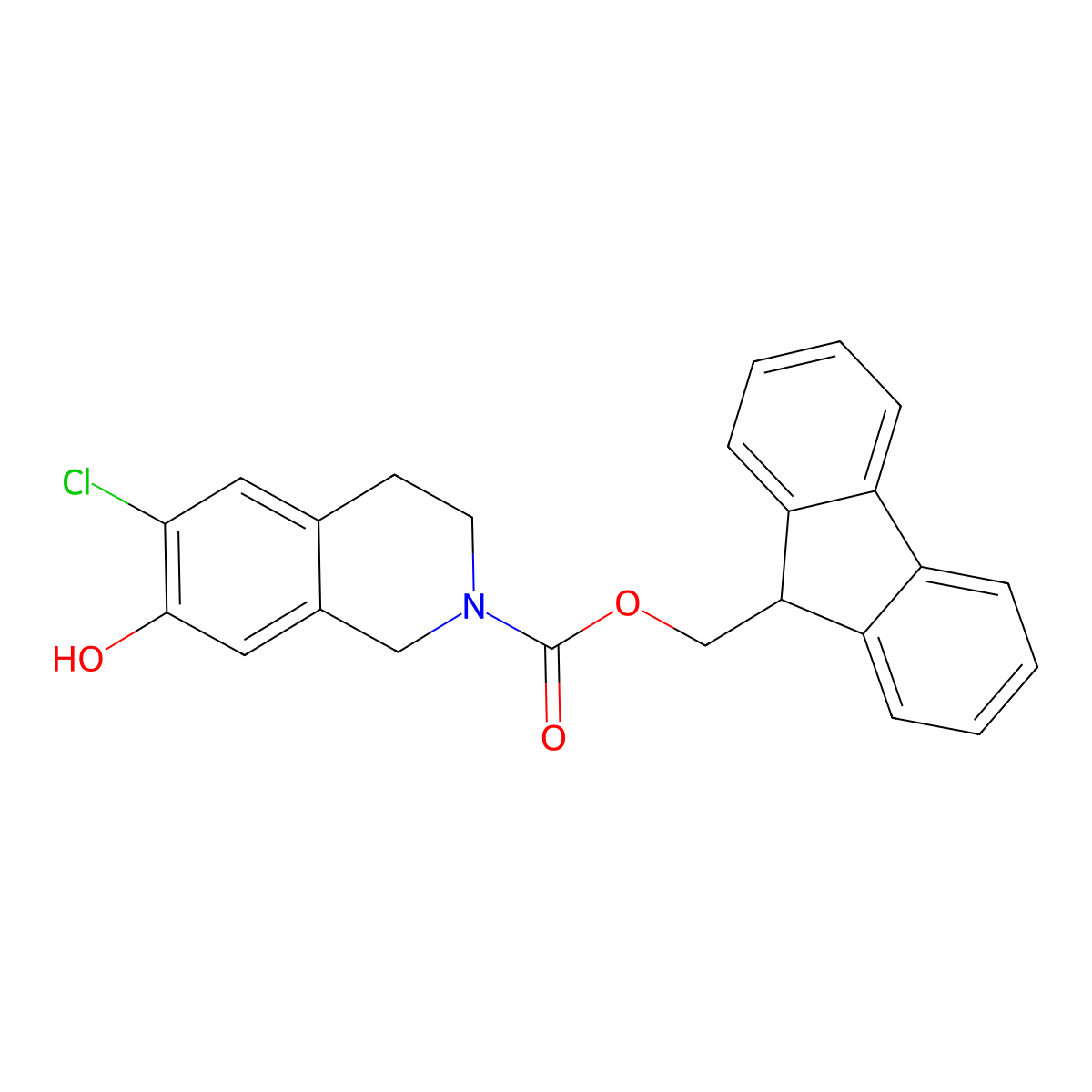 (9H-fluoren-9-yl)methyl 6-chloro-7-hydroxy-1,2,3,4-tetrahydroisoquinoline-2-carboxylate molecular structure, CAS 2764021-20-5