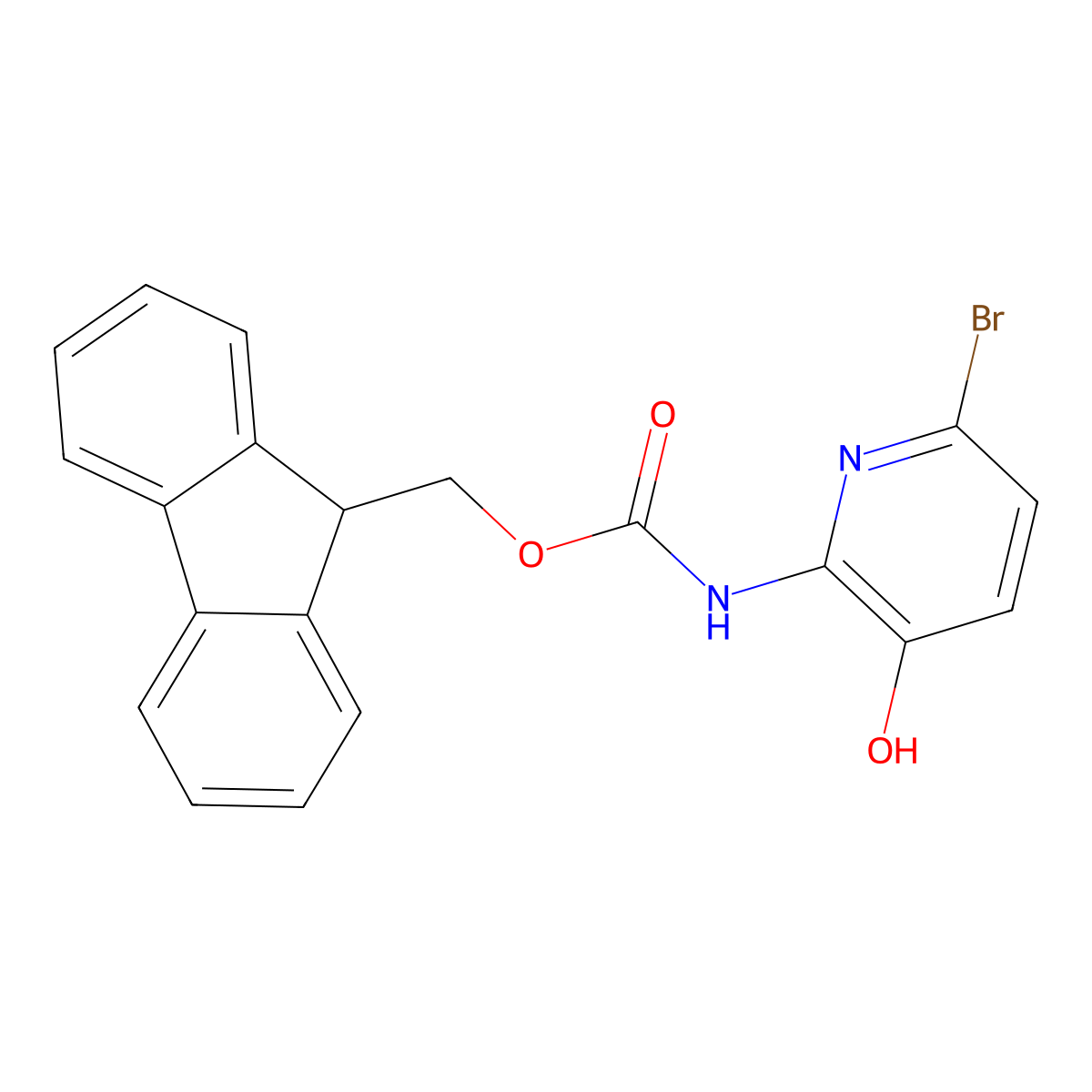 (9H-fluoren-9-yl)methyl N-(6-bromo-3-hydroxypyridin-2-yl)carbamate molecular structure, CAS 2764021-21-6