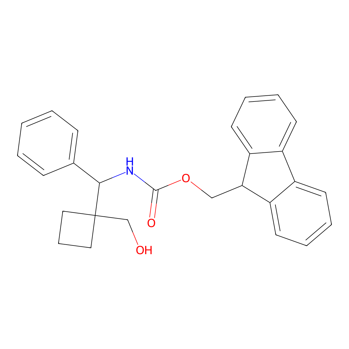 (9H-fluoren-9-yl)methyl N-{[1-(hydroxymethyl)cyclobutyl](phenyl)methyl}carbamate molecular structure, CAS 2764021-30-7
