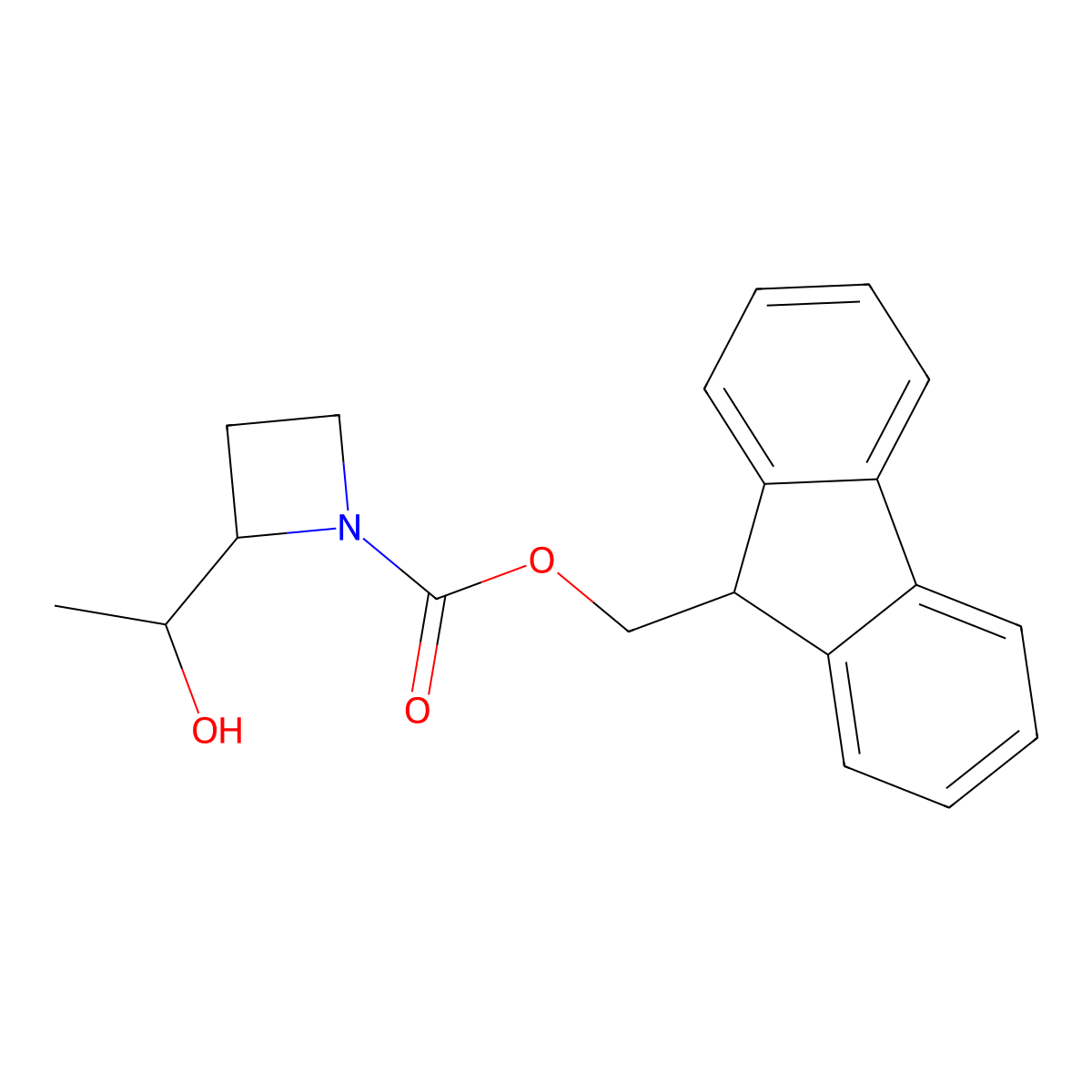 (9H-fluoren-9-yl)methyl 2-(1-hydroxyethyl)azetidine-1-carboxylate molecular structure, CAS 2764021-34-1