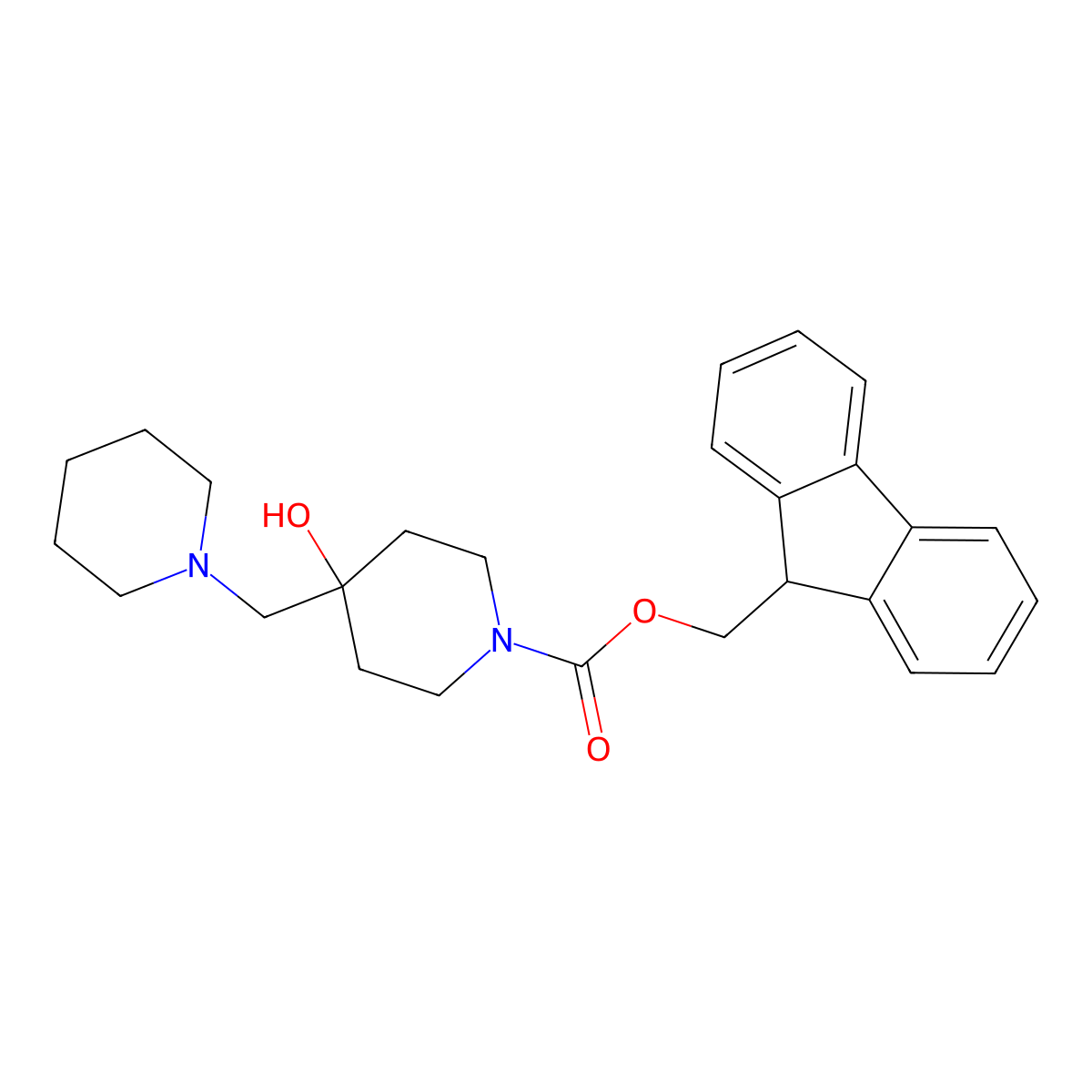 (9H-fluoren-9-yl)methyl 4-hydroxy-4-[(piperidin-1-yl)methyl]piperidine-1-carboxylate molecular structure, CAS 2764021-35-2