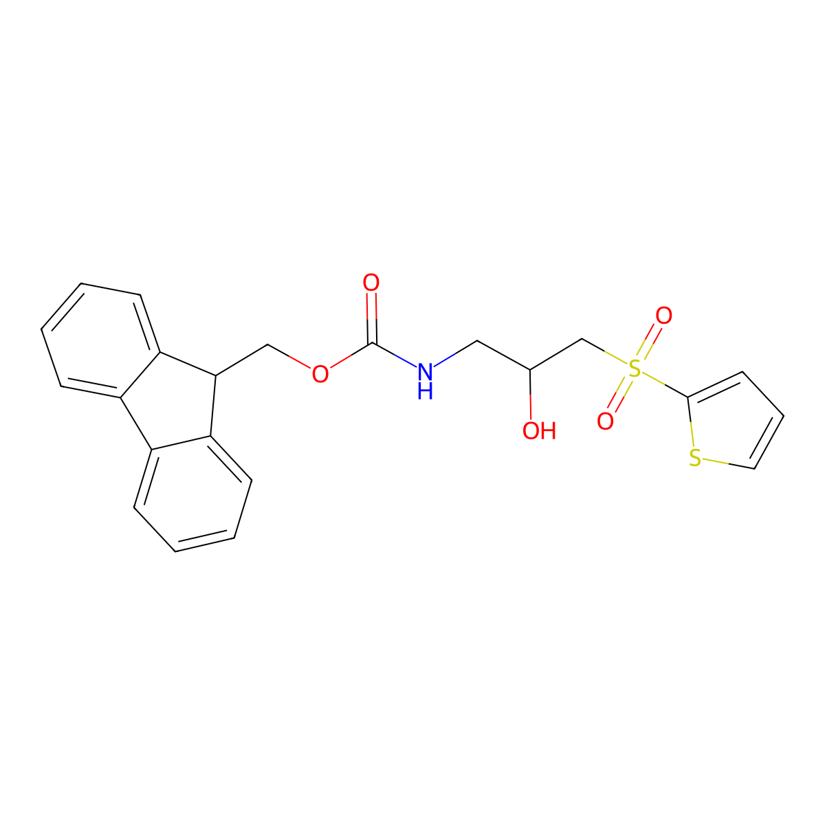 (9H-fluoren-9-yl)methyl N-[2-hydroxy-3-(thiophene-2-sulfonyl)propyl]carbamate molecular structure, CAS 2764021-41-0