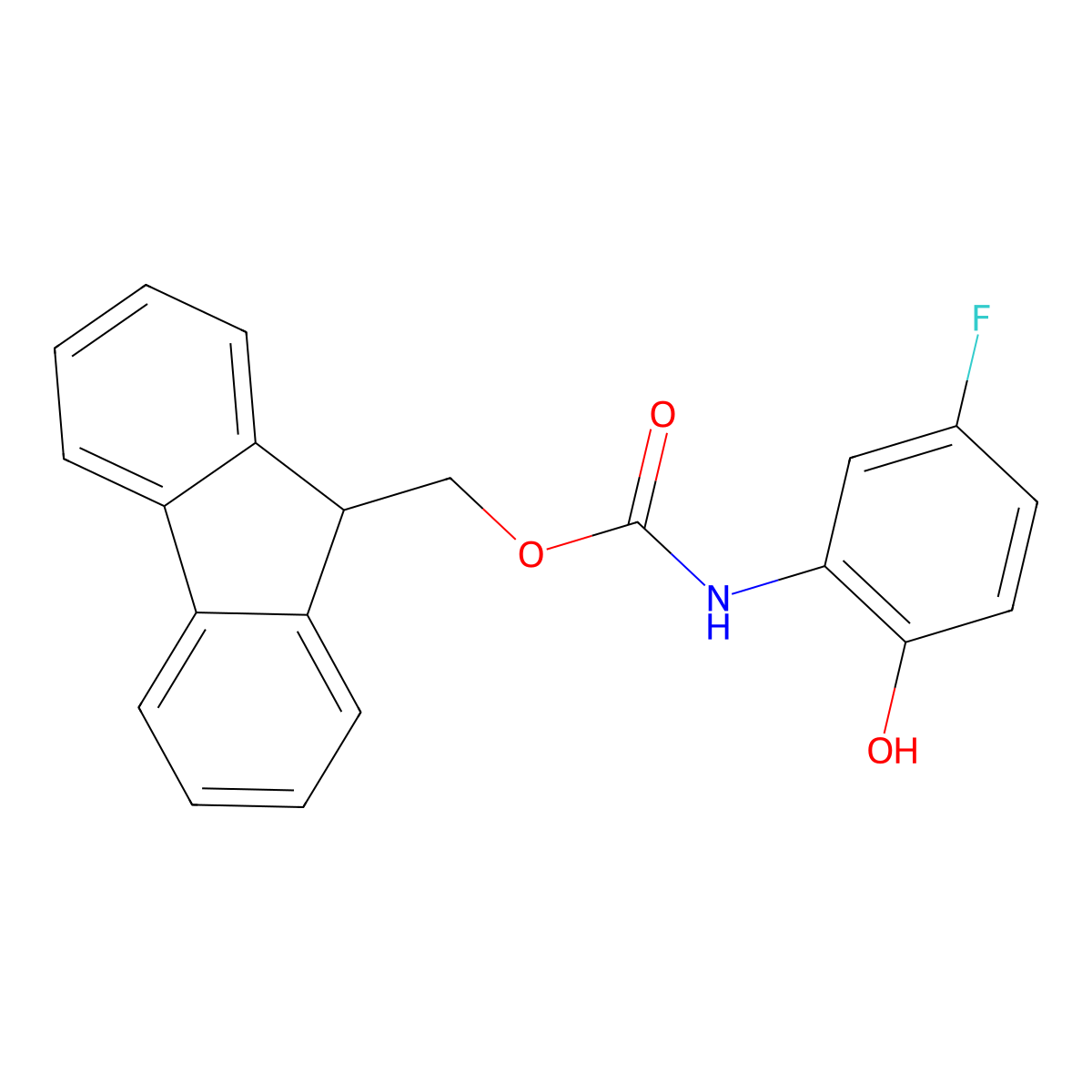 (9H-fluoren-9-yl)methyl N-(5-fluoro-2-hydroxyphenyl)carbamate molecular structure, CAS 2764021-53-4