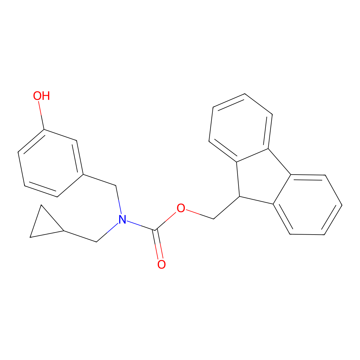 (9H-fluoren-9-yl)methyl N-(cyclopropylmethyl)-N-[(3-hydroxyphenyl)methyl]carbamate molecular structure, CAS 2764021-56-7