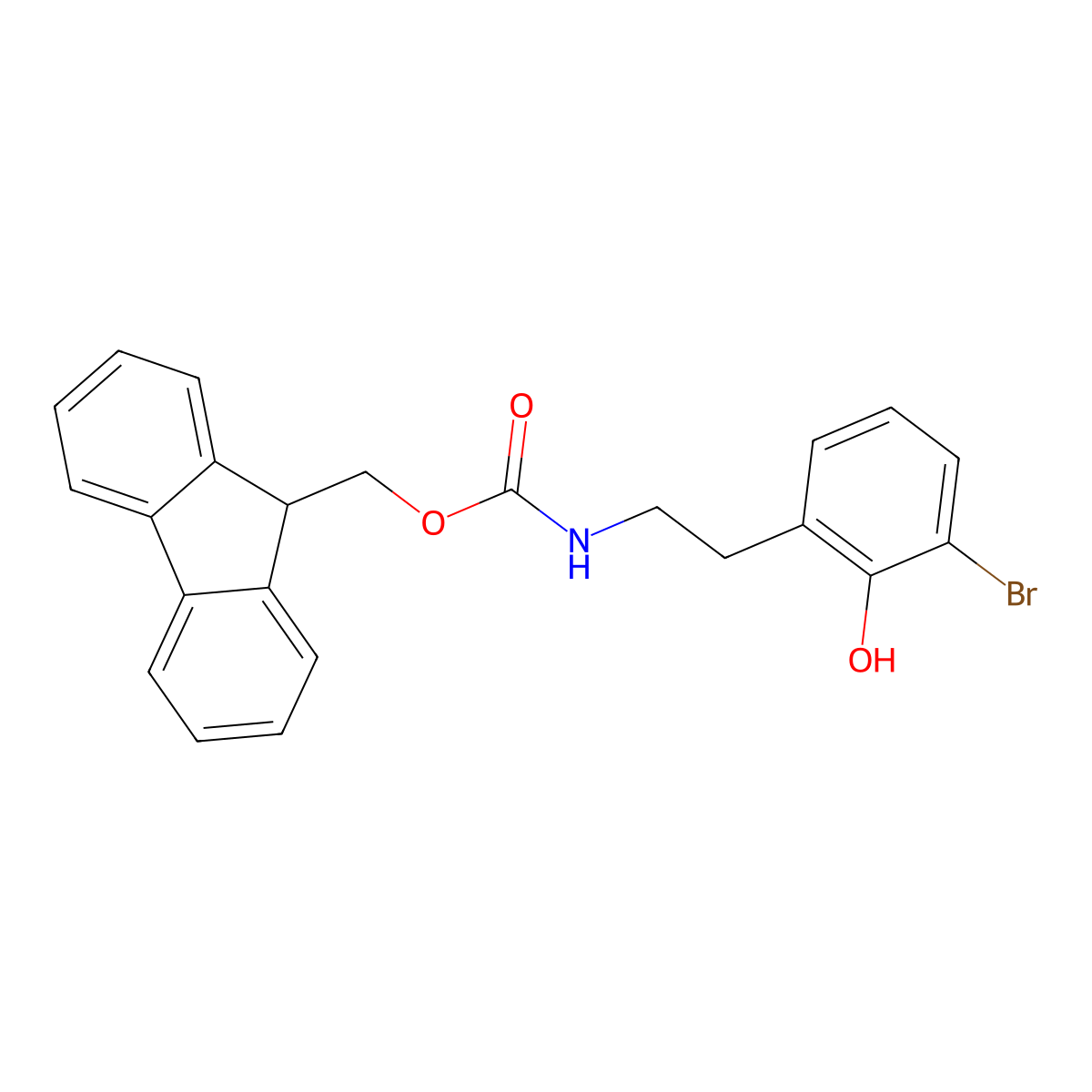 (9H-fluoren-9-yl)methyl N-[2-(3-bromo-2-hydroxyphenyl)ethyl]carbamate molecular structure, CAS 2764021-58-9