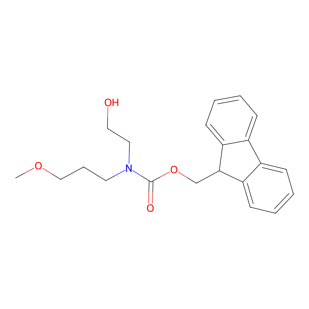 (9H-fluoren-9-yl)methyl N-(2-hydroxyethyl)-N-(3-methoxypropyl)carbamate molecular structure, CAS 2764021-59-0