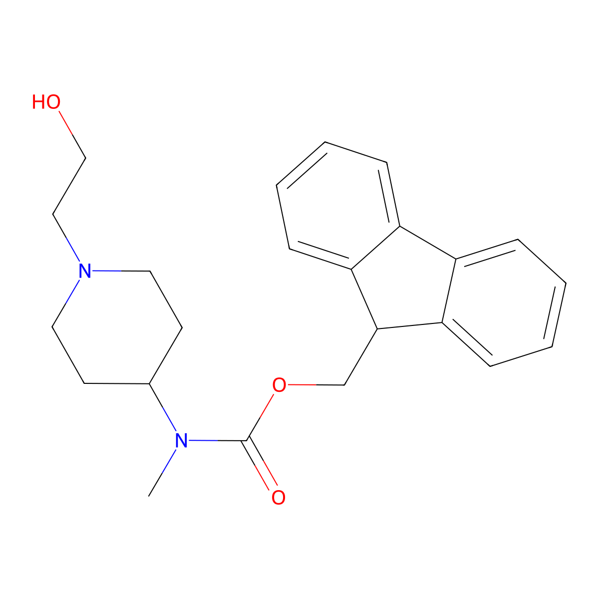 (9H-fluoren-9-yl)methyl N-[1-(2-hydroxyethyl)piperidin-4-yl]-N-methylcarbamate molecular structure, CAS 2764021-60-3