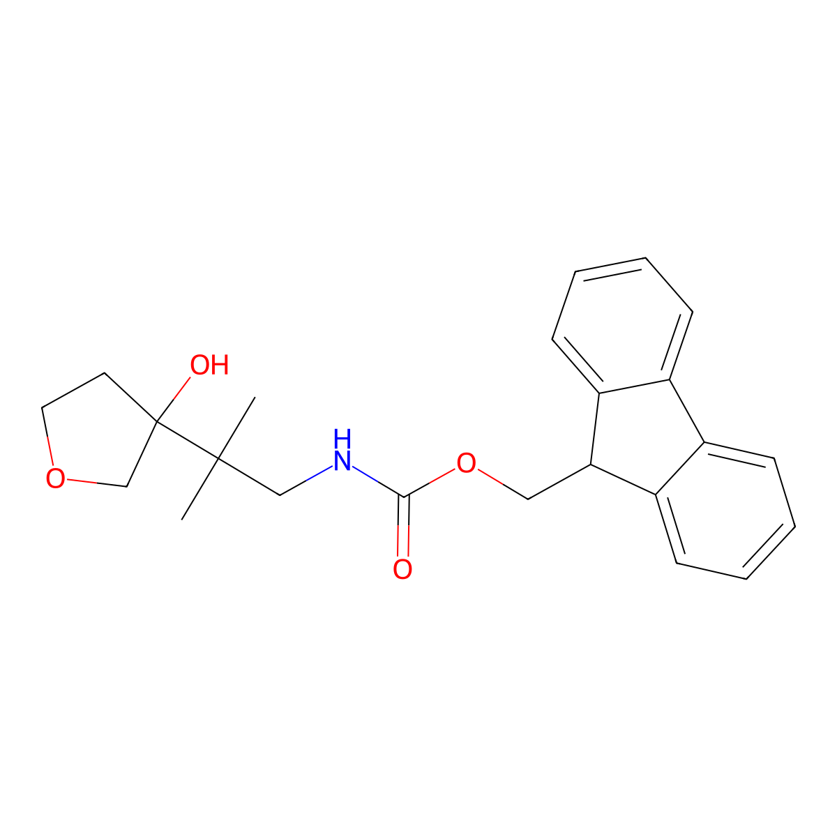 (9H-fluoren-9-yl)methyl N-[2-(3-hydroxyoxolan-3-yl)-2-methylpropyl]carbamate molecular structure, CAS 2764021-65-8