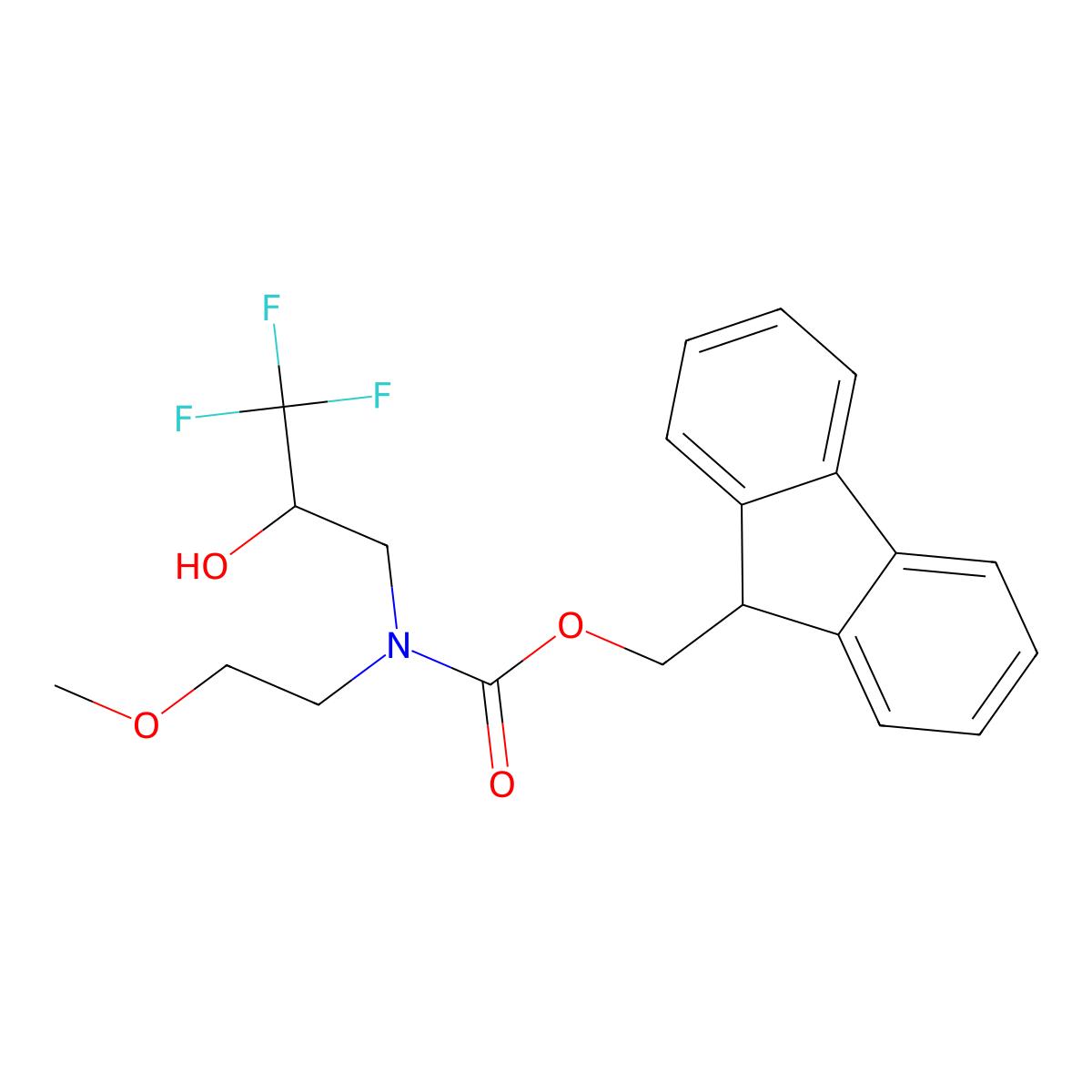 (9H-fluoren-9-yl)methyl N-(2-methoxyethyl)-N-(3,3,3-trifluoro-2-hydroxypropyl)carbamate molecular structure, CAS 2764021-66-9