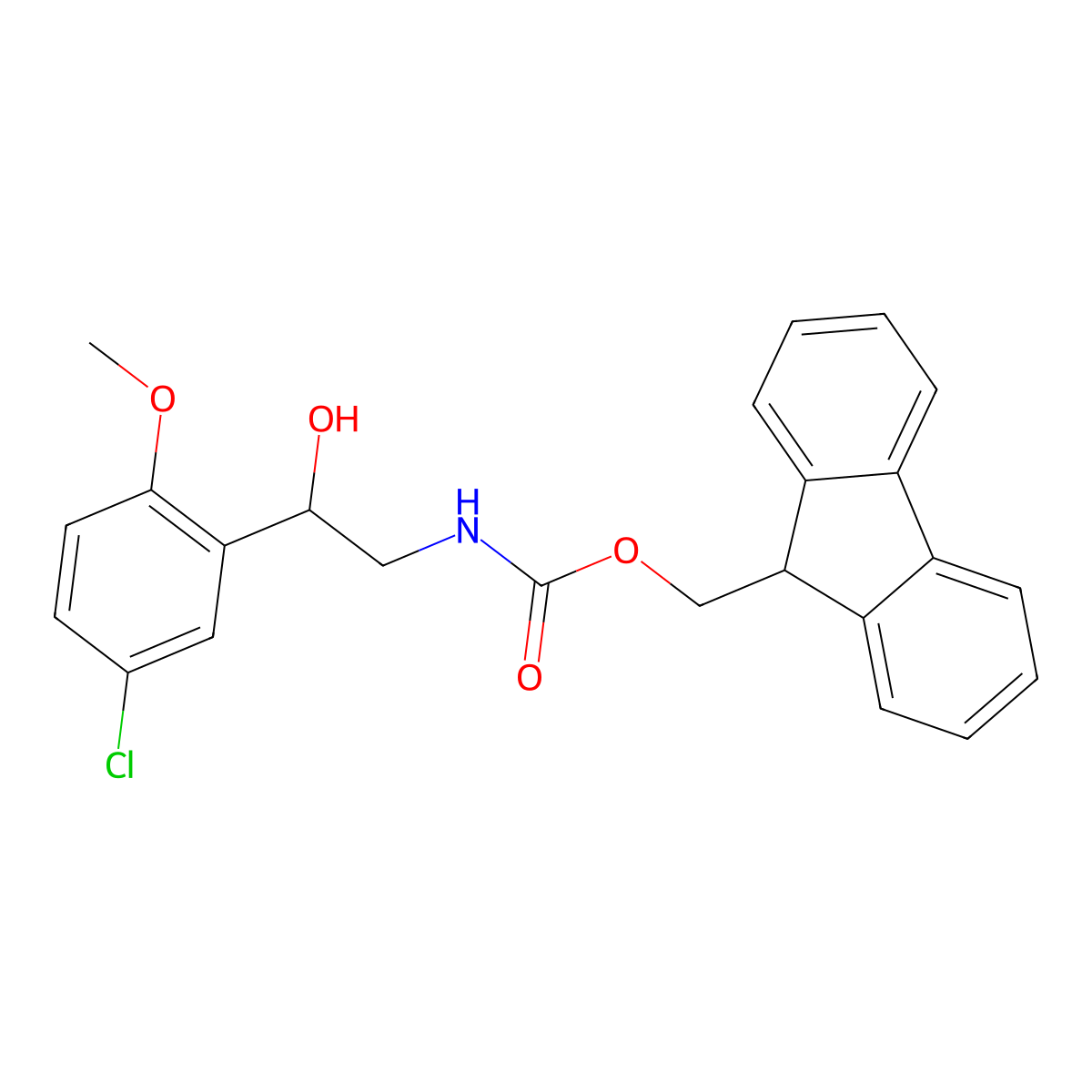(9H-fluoren-9-yl)methyl N-[2-(5-chloro-2-methoxyphenyl)-2-hydroxyethyl]carbamate molecular structure, CAS 2764021-69-2
