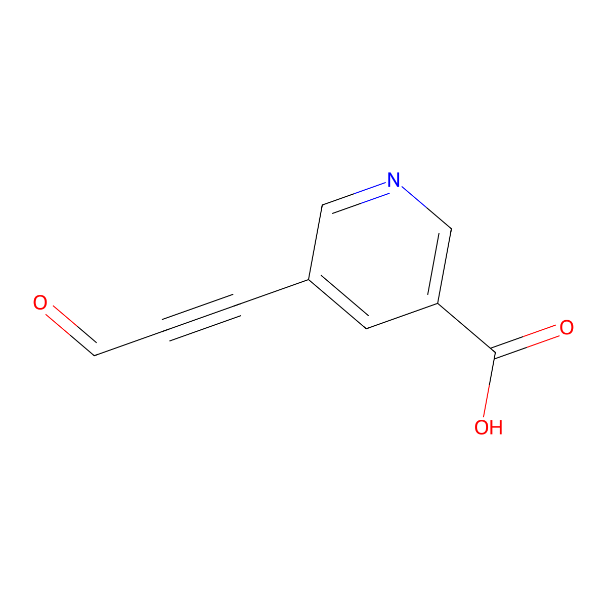 5-(3-Oxoprop-1-yn-1-yl)pyridine-3-carboxylic acid molecular structure, CAS 2764021-82-9