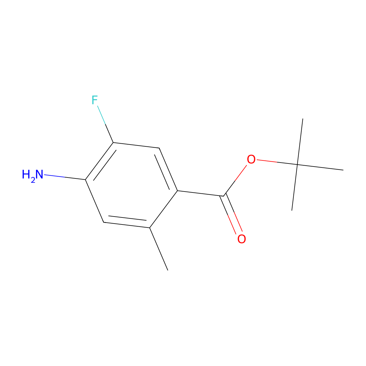 Tert-butyl 4-amino-5-fluoro-2-methylbenzoate molecular structure, CAS 2764021-84-1