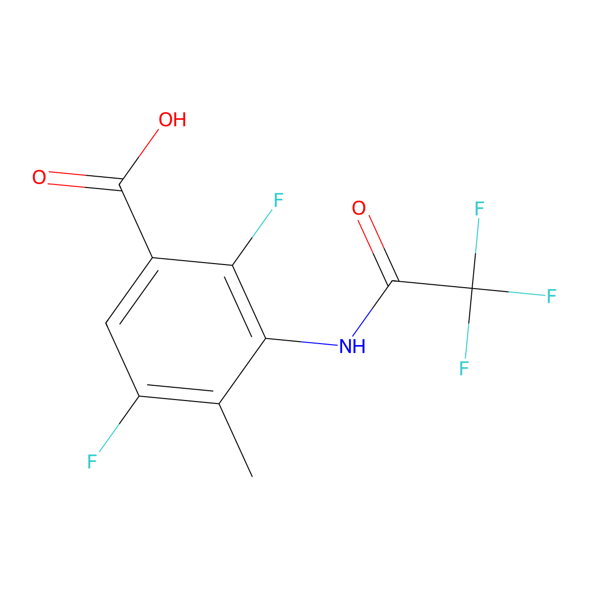 2,5-Difluoro-4-methyl-3-(2,2,2-trifluoroacetamido)benzoic acid molecular structure, CAS 2764021-89-6
